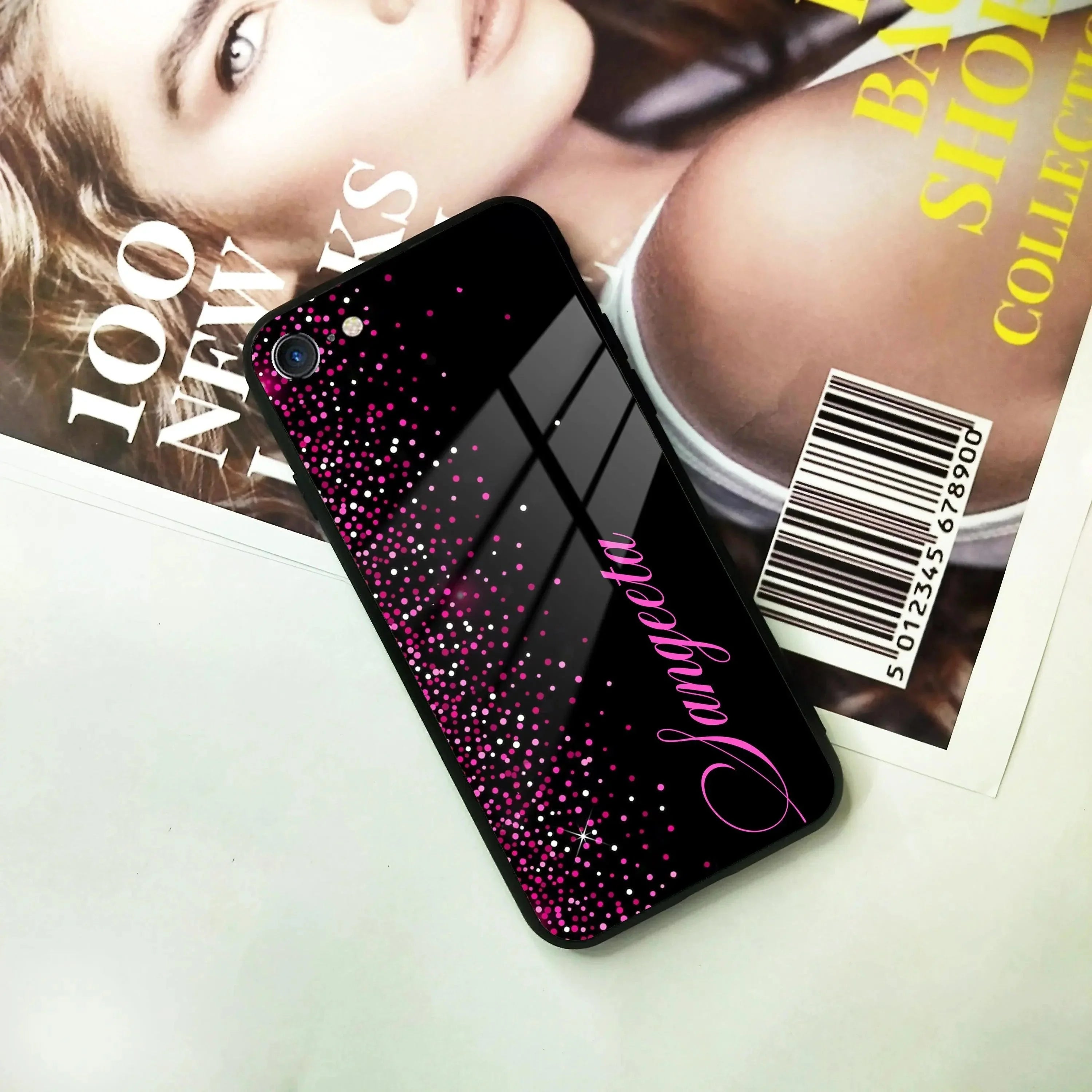 Pink Glitter Customize Glass Case Cover For iPhone - ShopOnCliQ