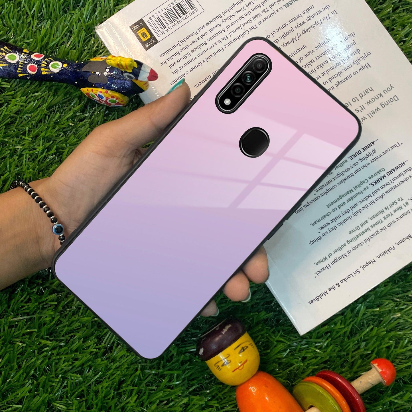 Pink Gradient Glass Case Cover For Oppo