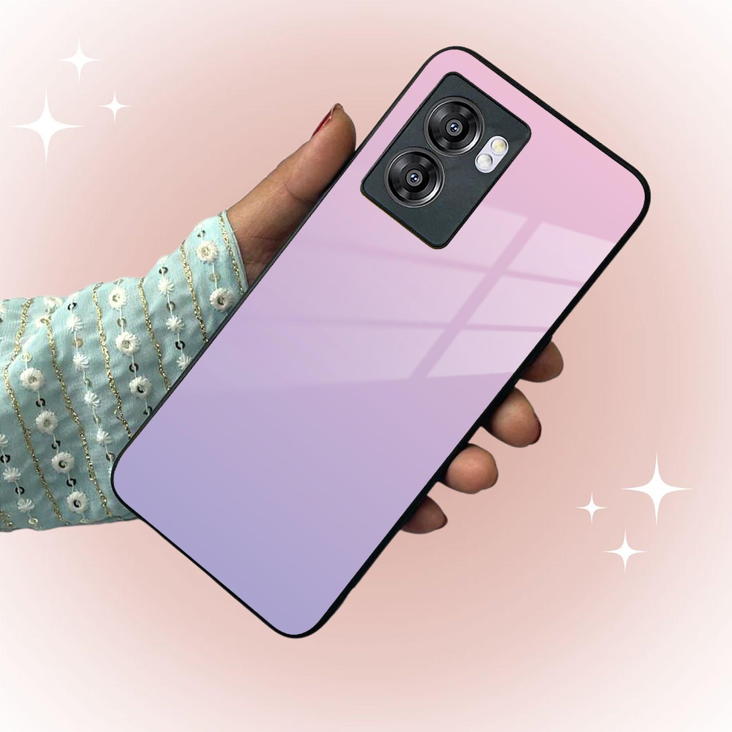 Pink Gradient Glass Case Cover For Oppo