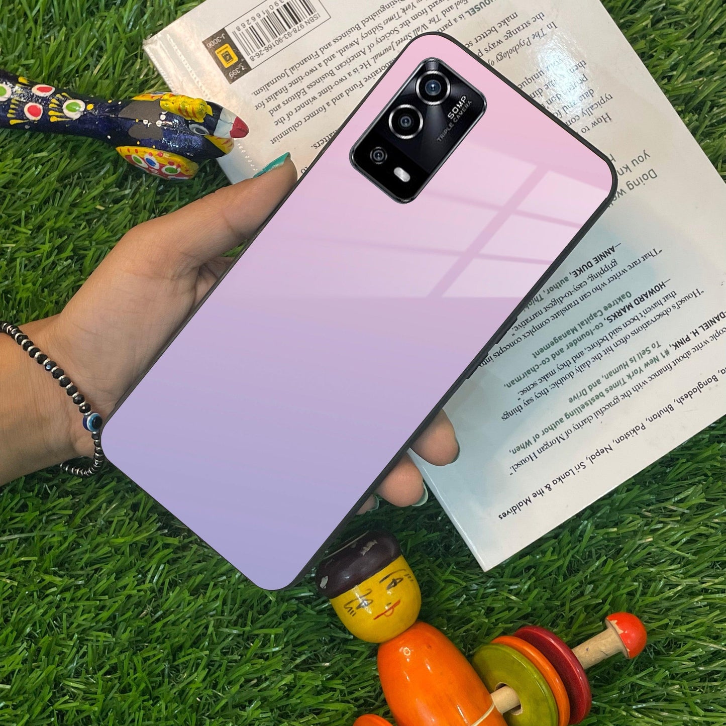 Pink Gradient Glass Case Cover For Oppo