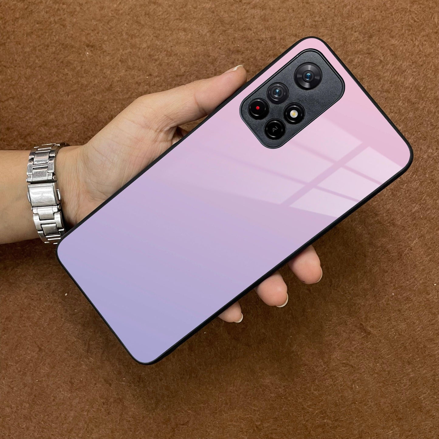 Pink Gradient Glass Case Cover For Poco