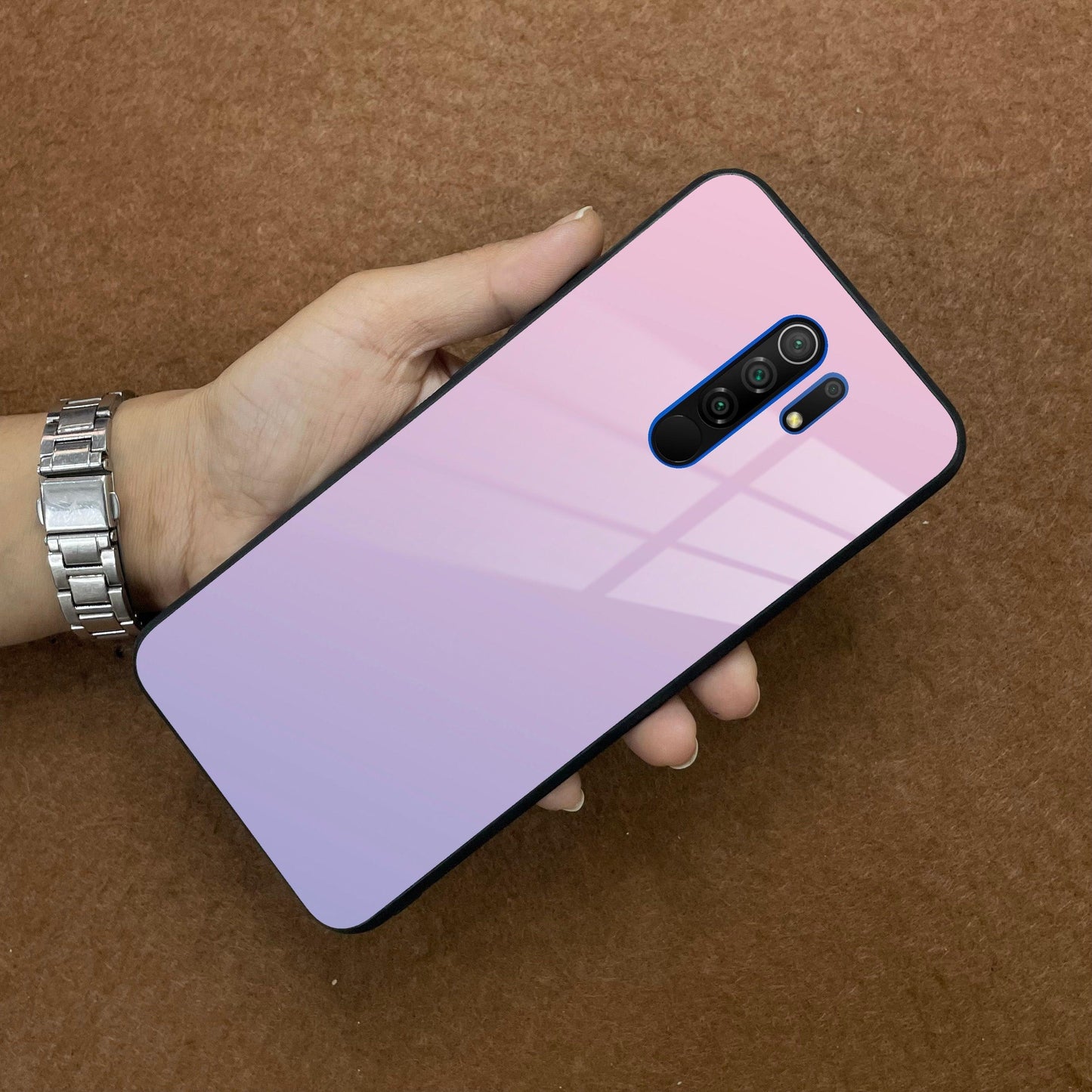 Pink Gradient Glass Case Cover For Poco