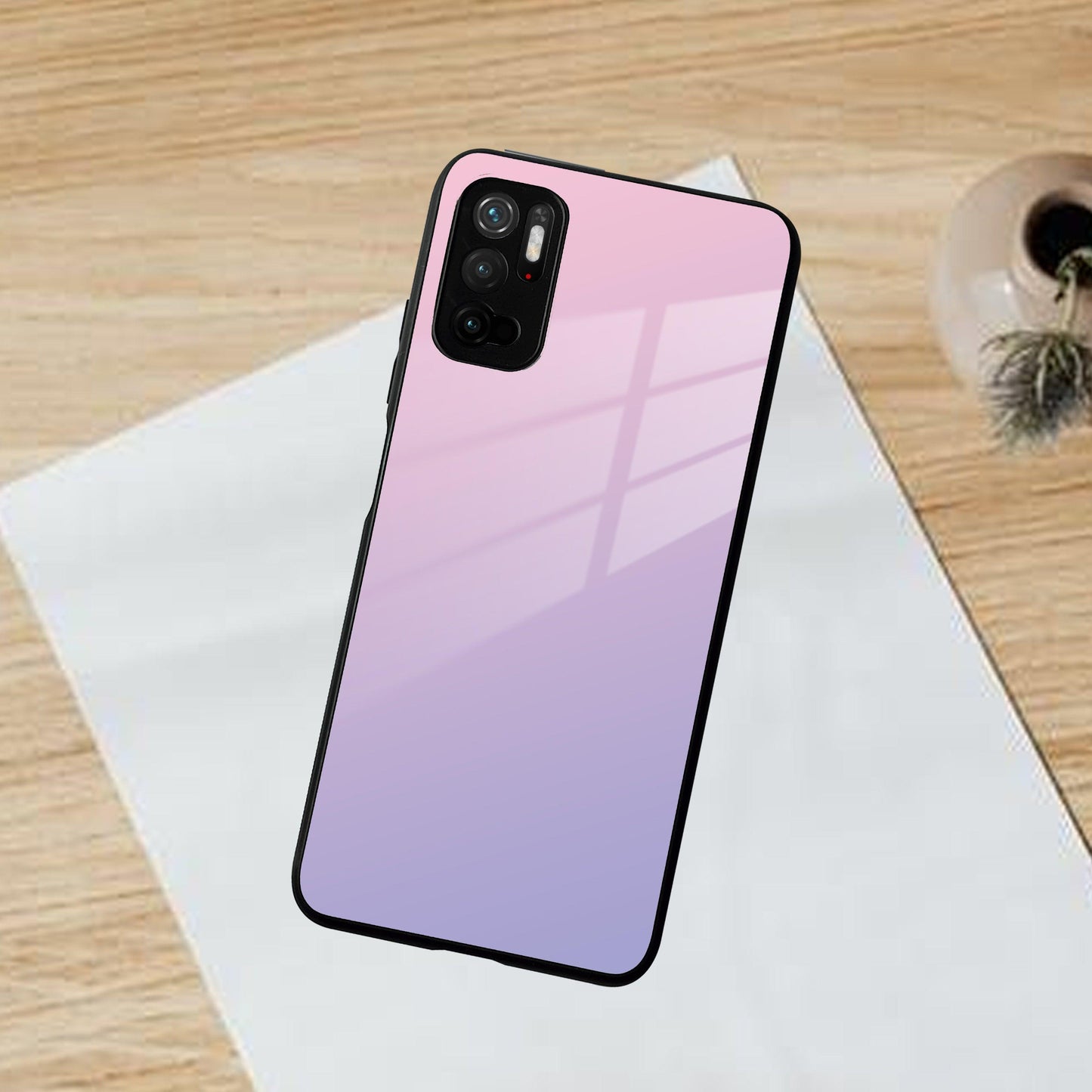 Pink Gradient Glass Case Cover For Poco
