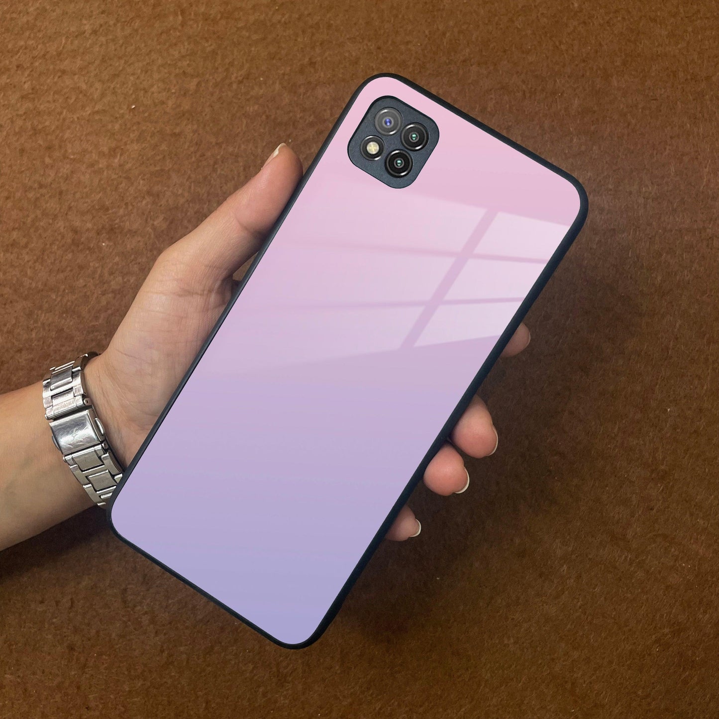 Pink Gradient Glass Case Cover For Poco