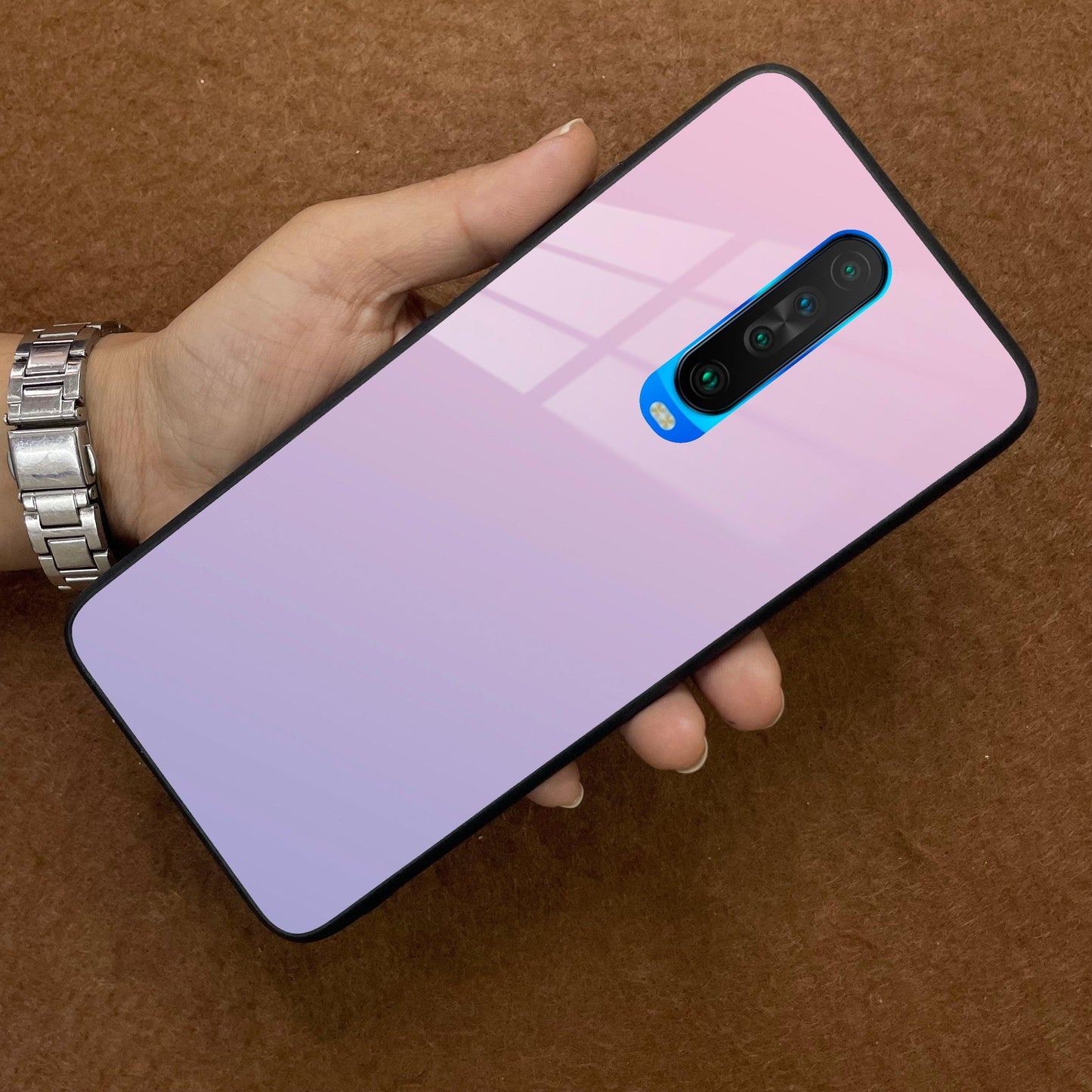 Pink Gradient Glass Case Cover For Poco