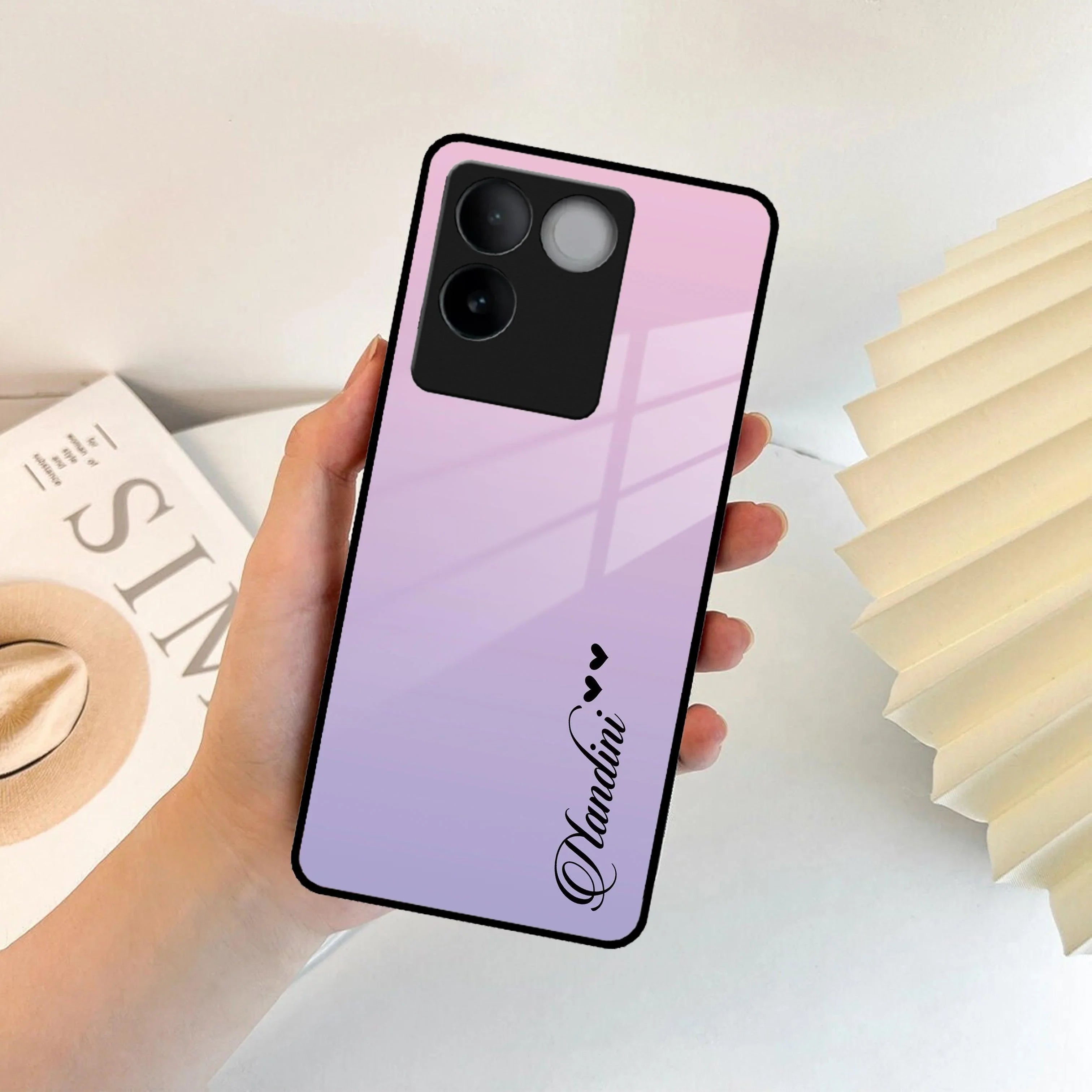 Pink Gradient Glass Case Cover For Vivo - ShopOnCliQ
