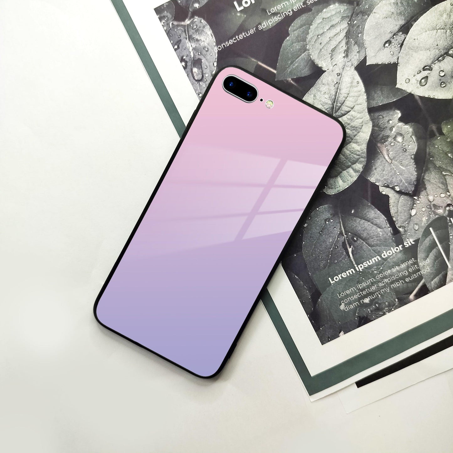 Pink Gradient Glass Case Cover For iPhone