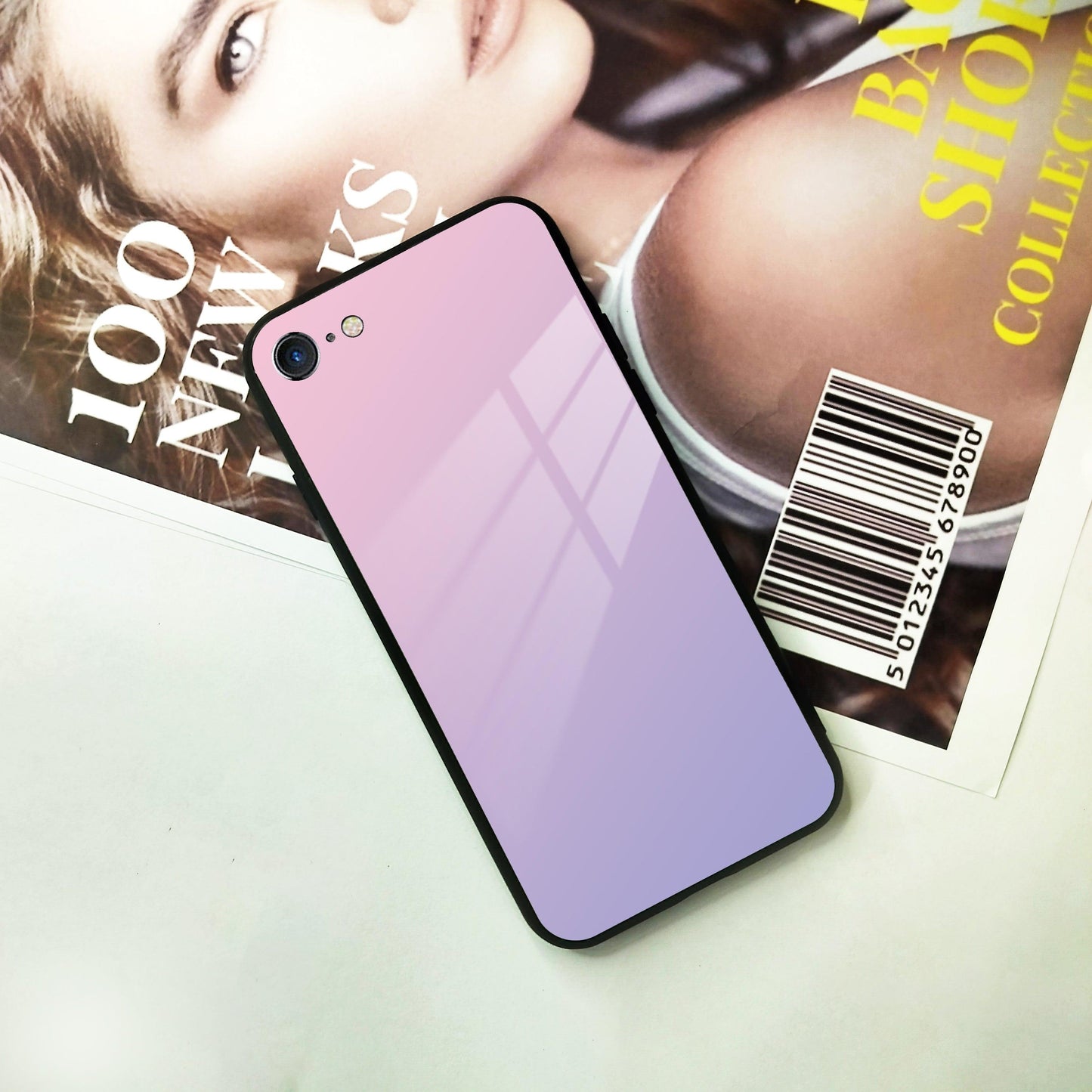 Pink Gradient Glass Case Cover For iPhone