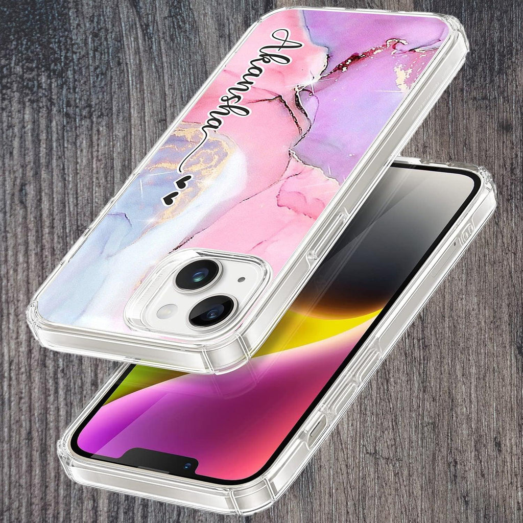 Pink Gradient Marble Customize Transparent Silicon Case For Motorola Edge 50 Pro