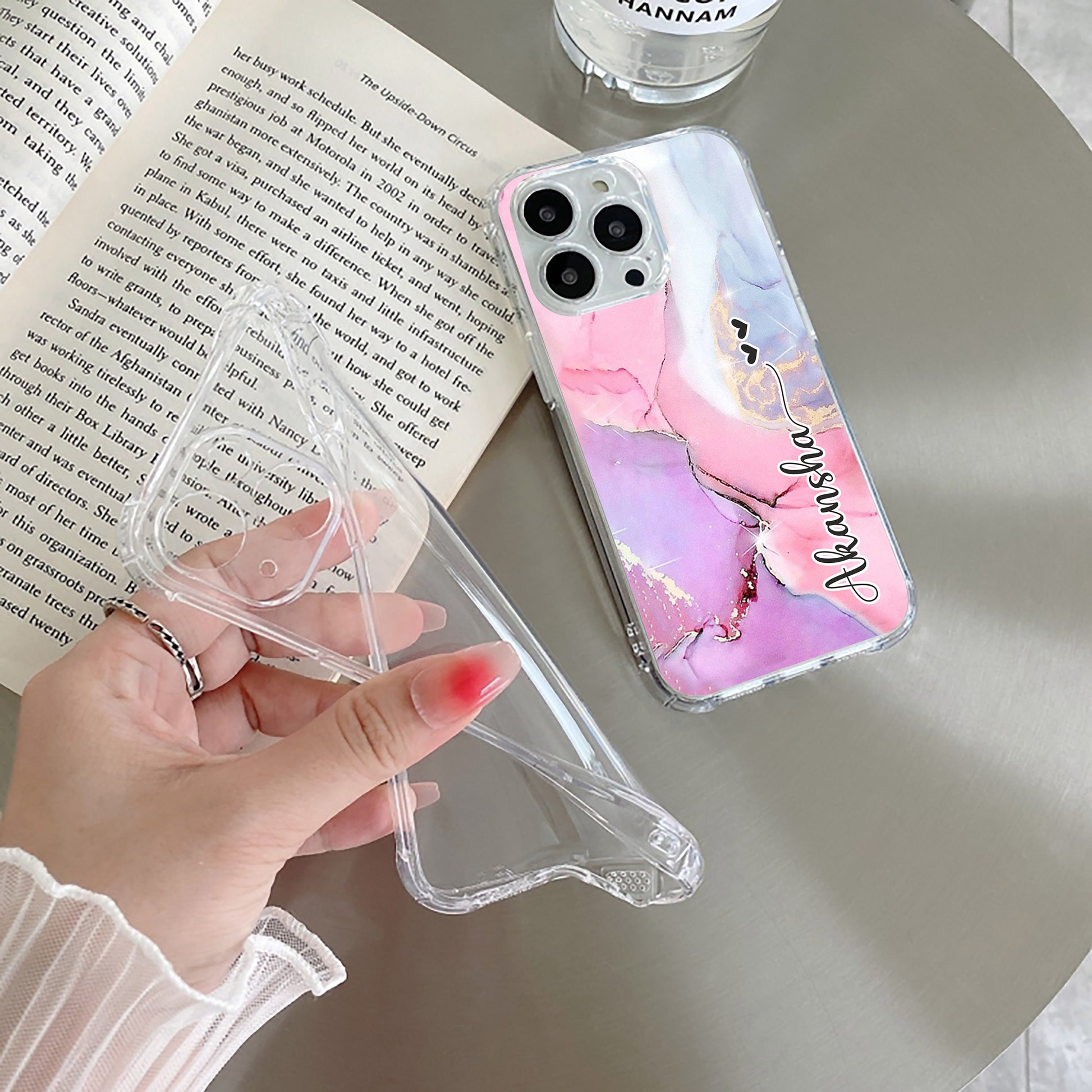 Pink Gradient Marble Customize Transparent Silicon Case For Motorola ShopOnCliQ