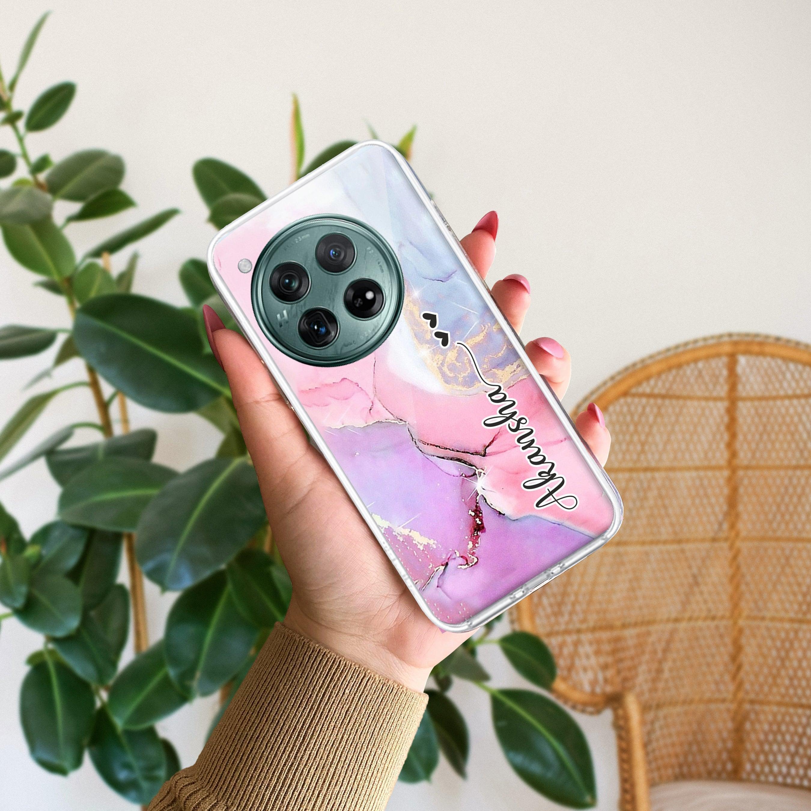 Pink Gradient Marble Customize Transparent Silicon Case For OnePlus - ShopOnCliQ