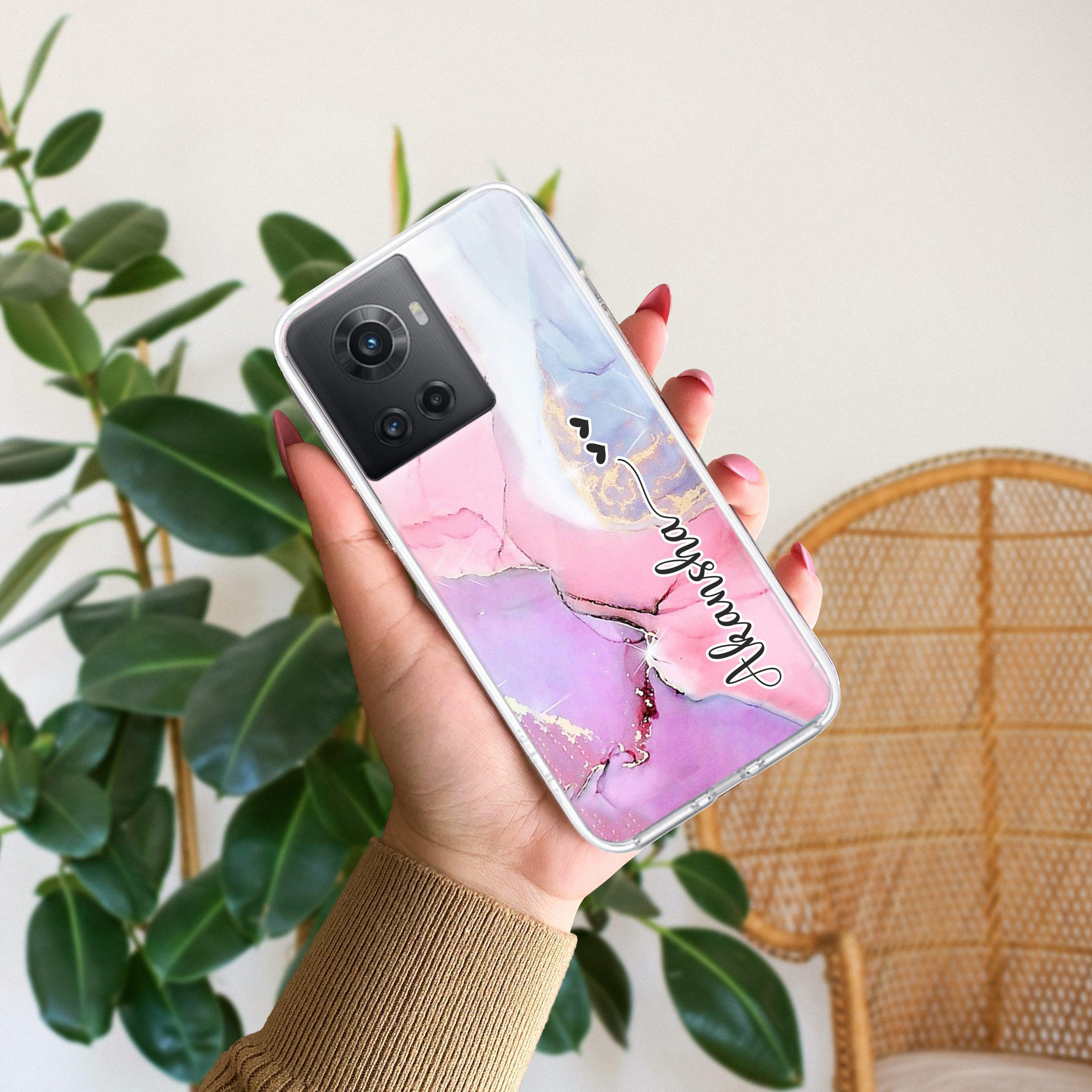 Pink Gradient Marble Customize Transparent Silicon Case For OnePlus - ShopOnCliQ