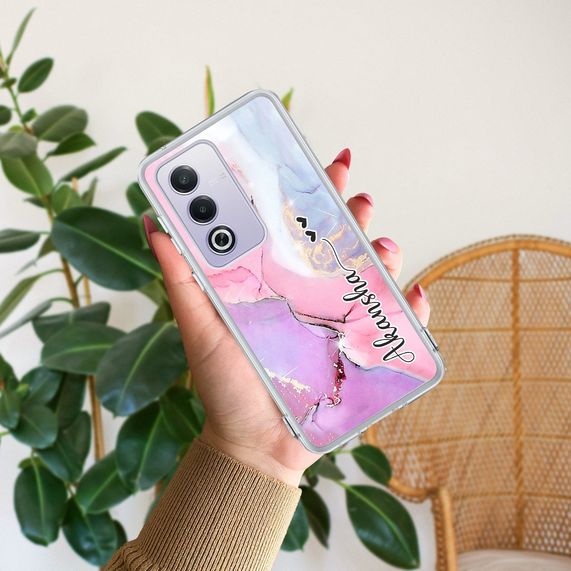 Pink Gradient Marble Customize Transparent Silicon Case For Oppo ShopOnCliQ