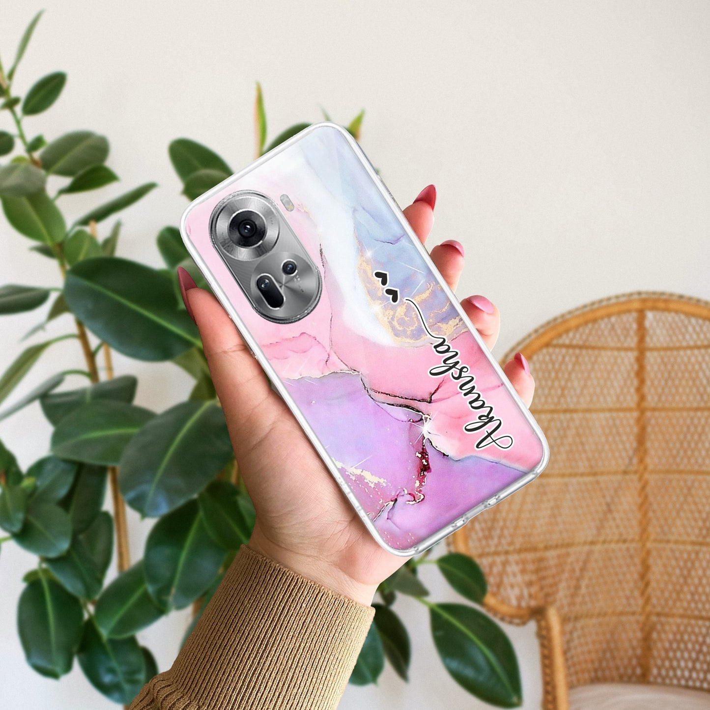 Pink Gradient Marble Customize Transparent Silicon Case For Oppo ShopOnCliQ