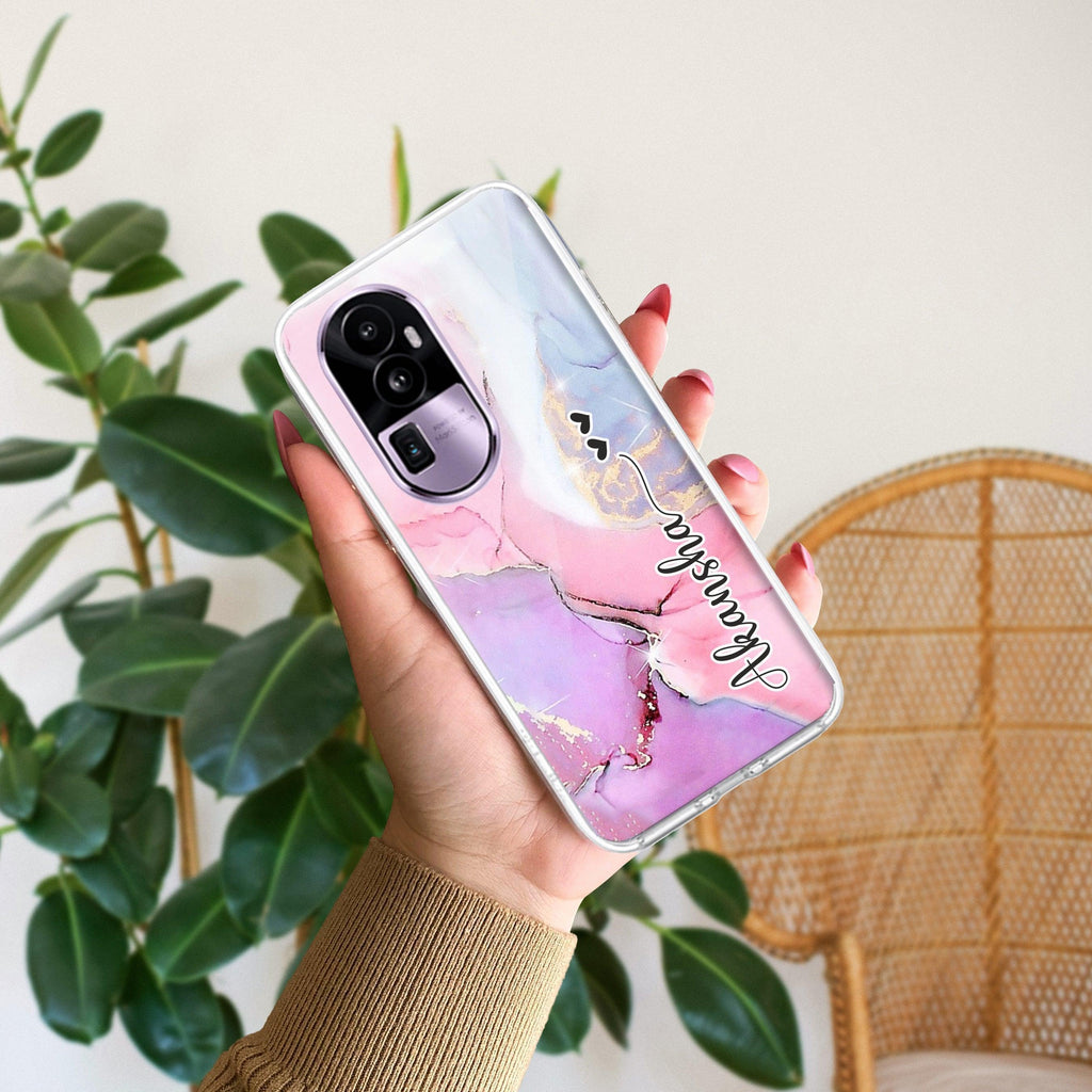 Pink Gradient Marble Customize Transparent Silicon Case For Oppo Reno 8T 5G