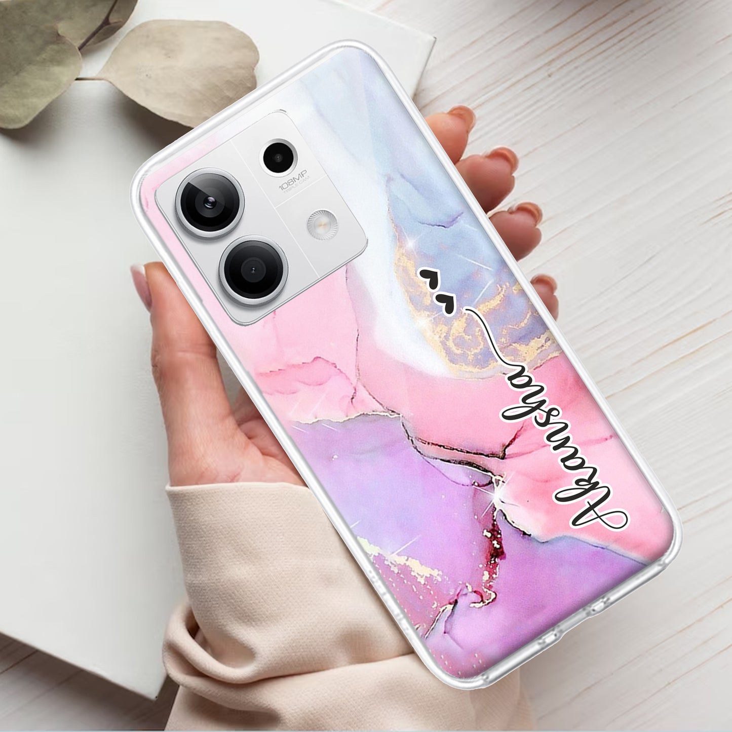 Pink Gradient Marble Customize Transparent Silicon Case For Redmi/Xiaomi ShopOnCliQ