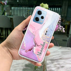 Pink Gradient Marble Customize Transparent Silicon Case For Redmi Note 14 Pro 5G