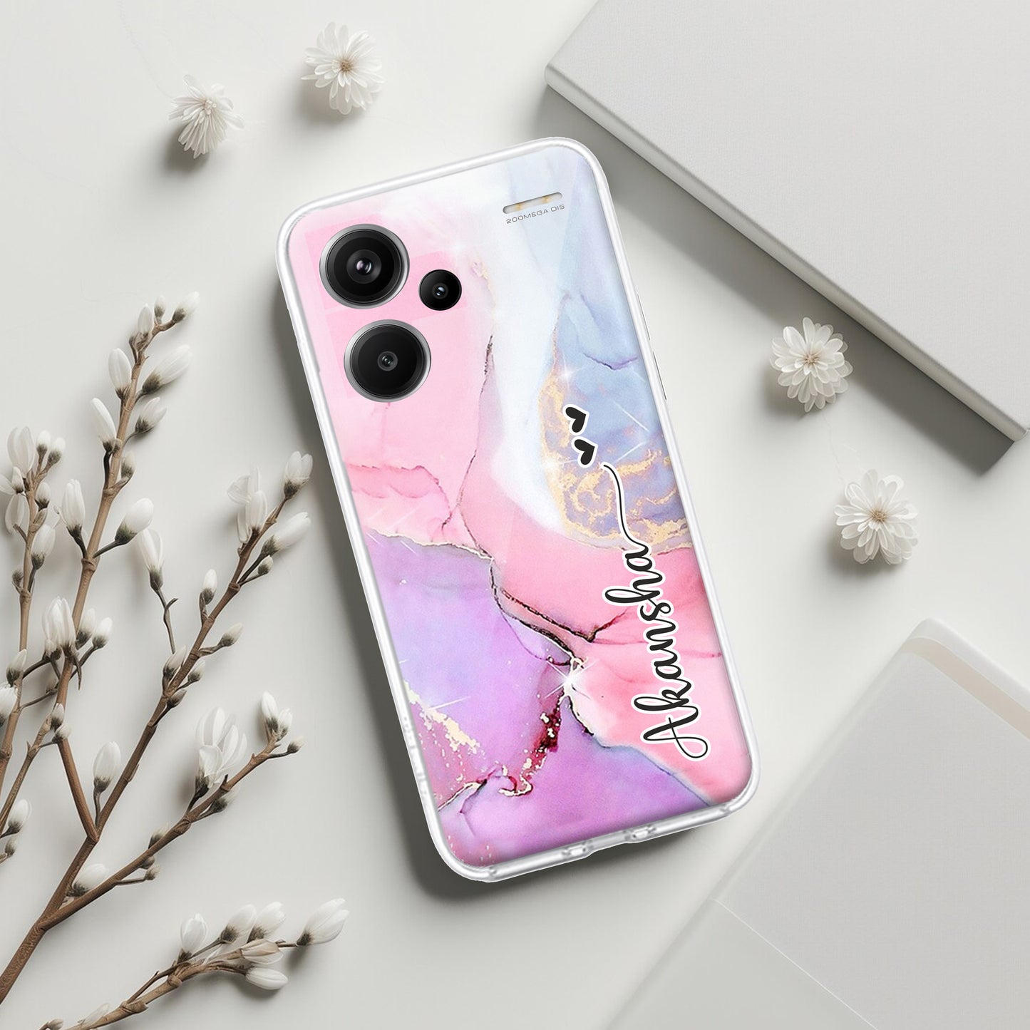 Pink Gradient Marble Customize Transparent Silicon Case For Redmi/Xiaomi ShopOnCliQ