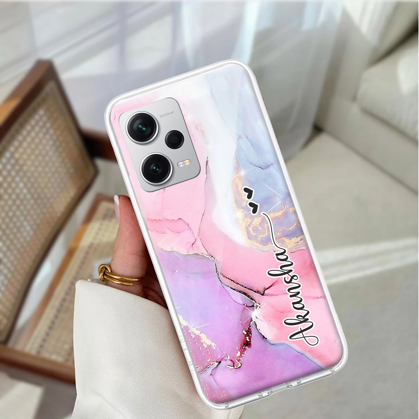 Pink Gradient Marble Customize Transparent Silicon Case For Redmi/Xiaomi ShopOnCliQ