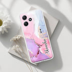 Pink Gradient Marble Customize Transparent Silicon Case For Redmi Note 13 Pro 5G