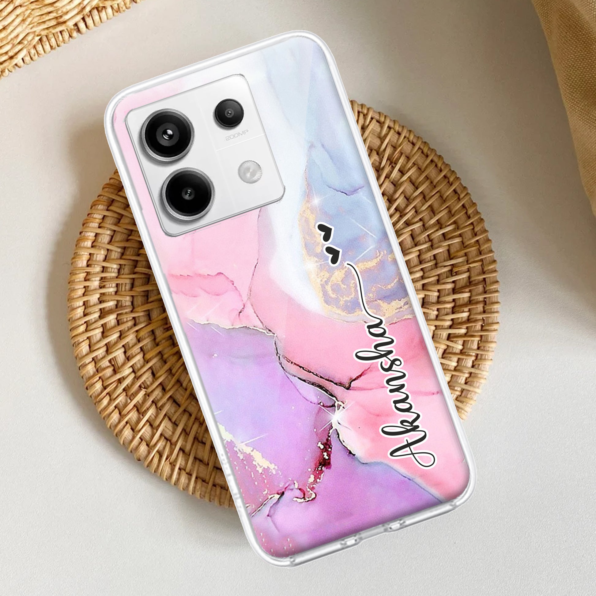 Pink Gradient Marble Customize Transparent Silicon Case For Redmi/Xiaomi ShopOnCliQ