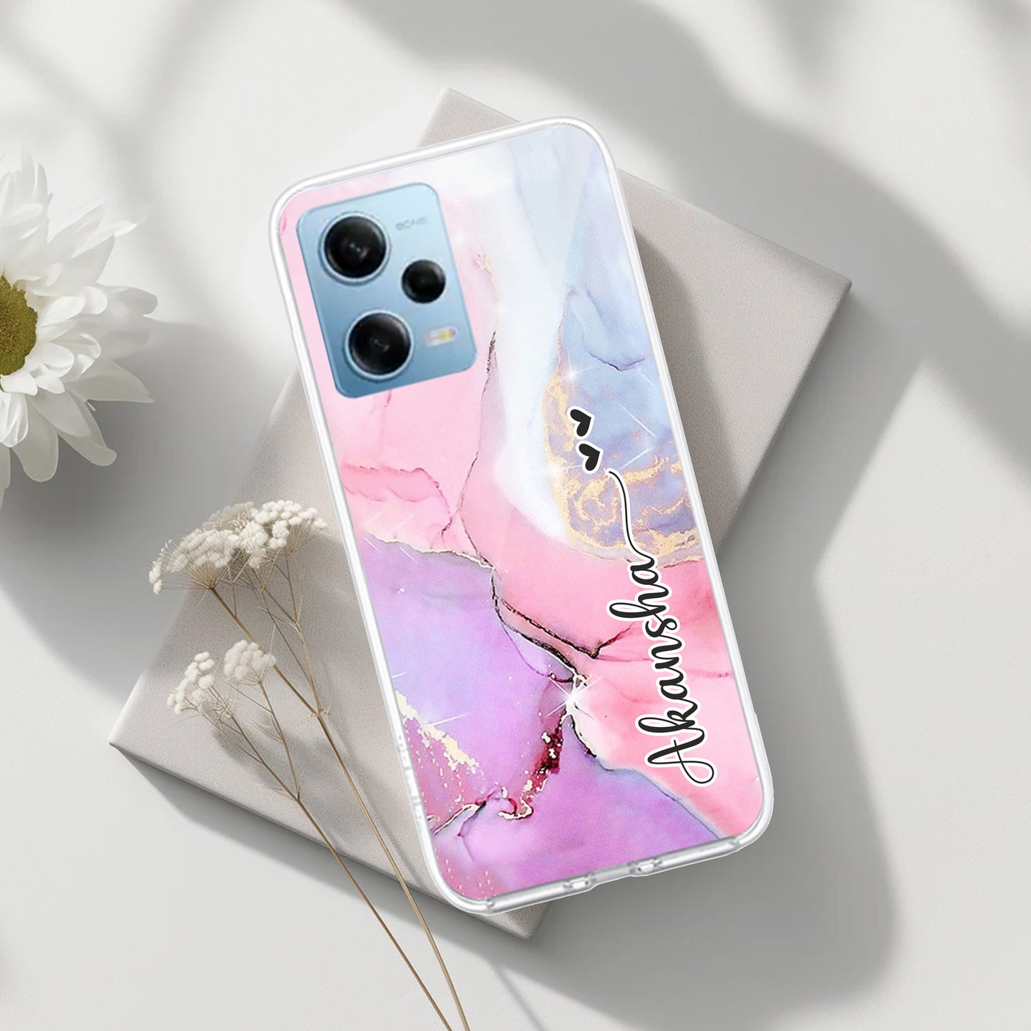 Pink Gradient Marble Customize Transparent Silicon Case For Redmi/Xiaomi ShopOnCliQ