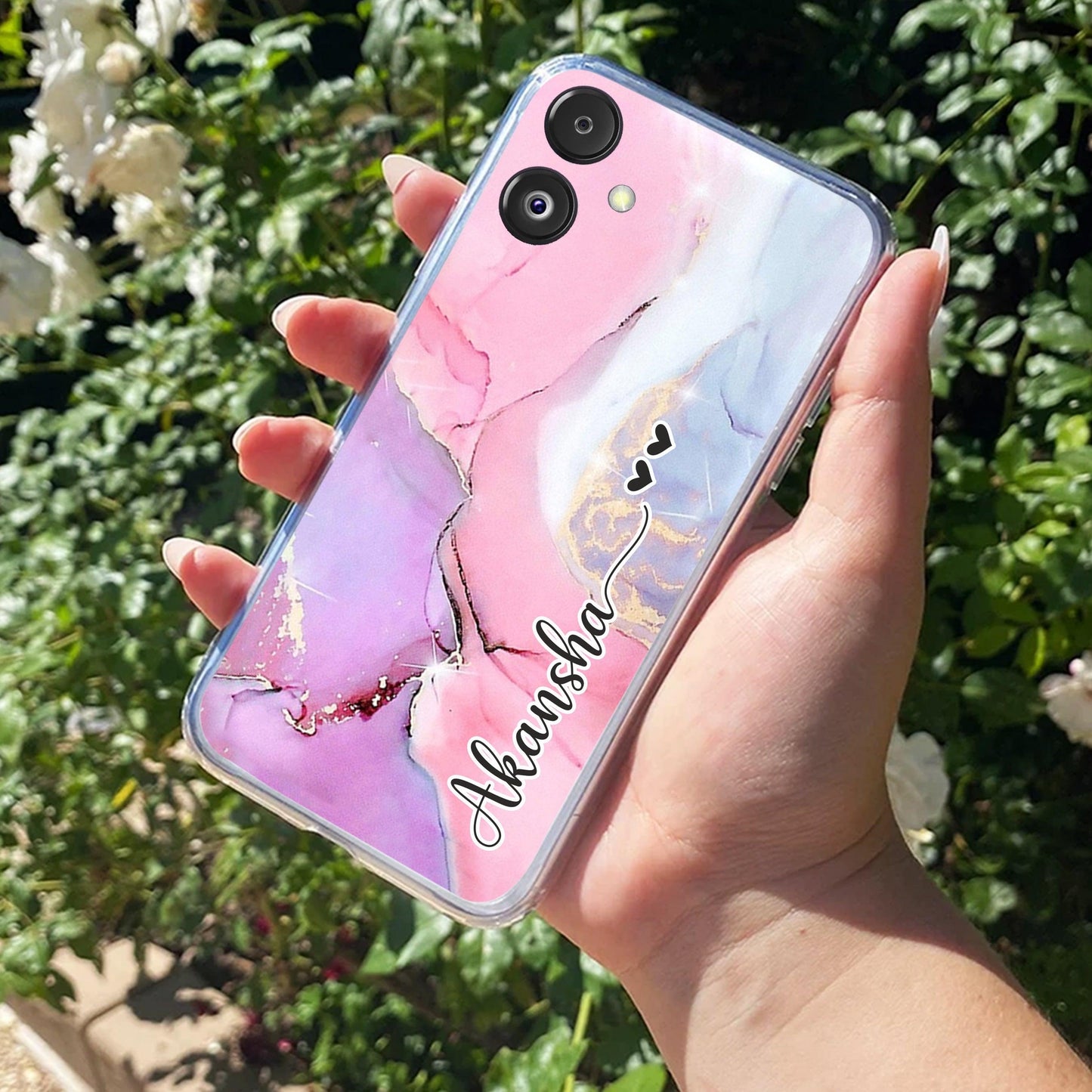 Pink Gradient Marble Customize Transparent Silicon Case For Samsung