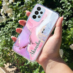 Pink Gradient Marble Customize Transparent Silicon Case For Samsung Galaxy M16 5G