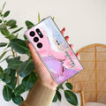 Pink Gradient Marble Customize Transparent Silicon Case For Samsung Galaxy S24 Ultra 5G