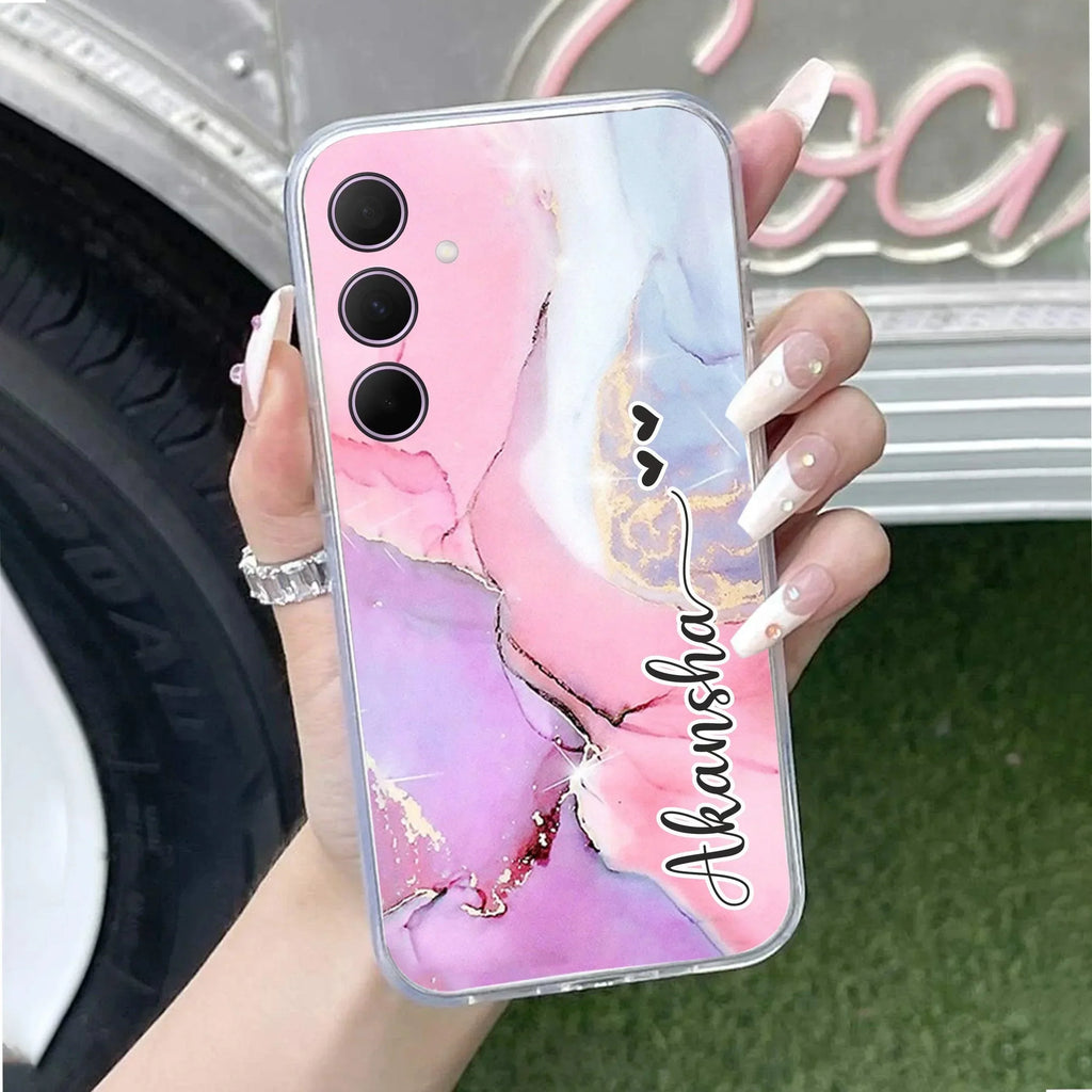 Pink Gradient Marble Customize Anti Yellow Case For Samsung Galaxy M56 5G