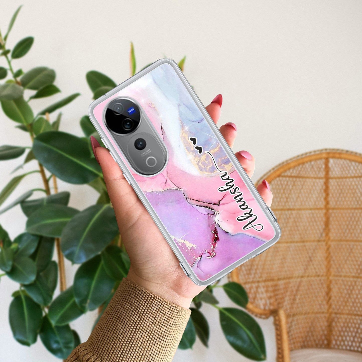 Pink Gradient Marble Customize Transparent Silicon Case For Vivo ShopOnCliQ