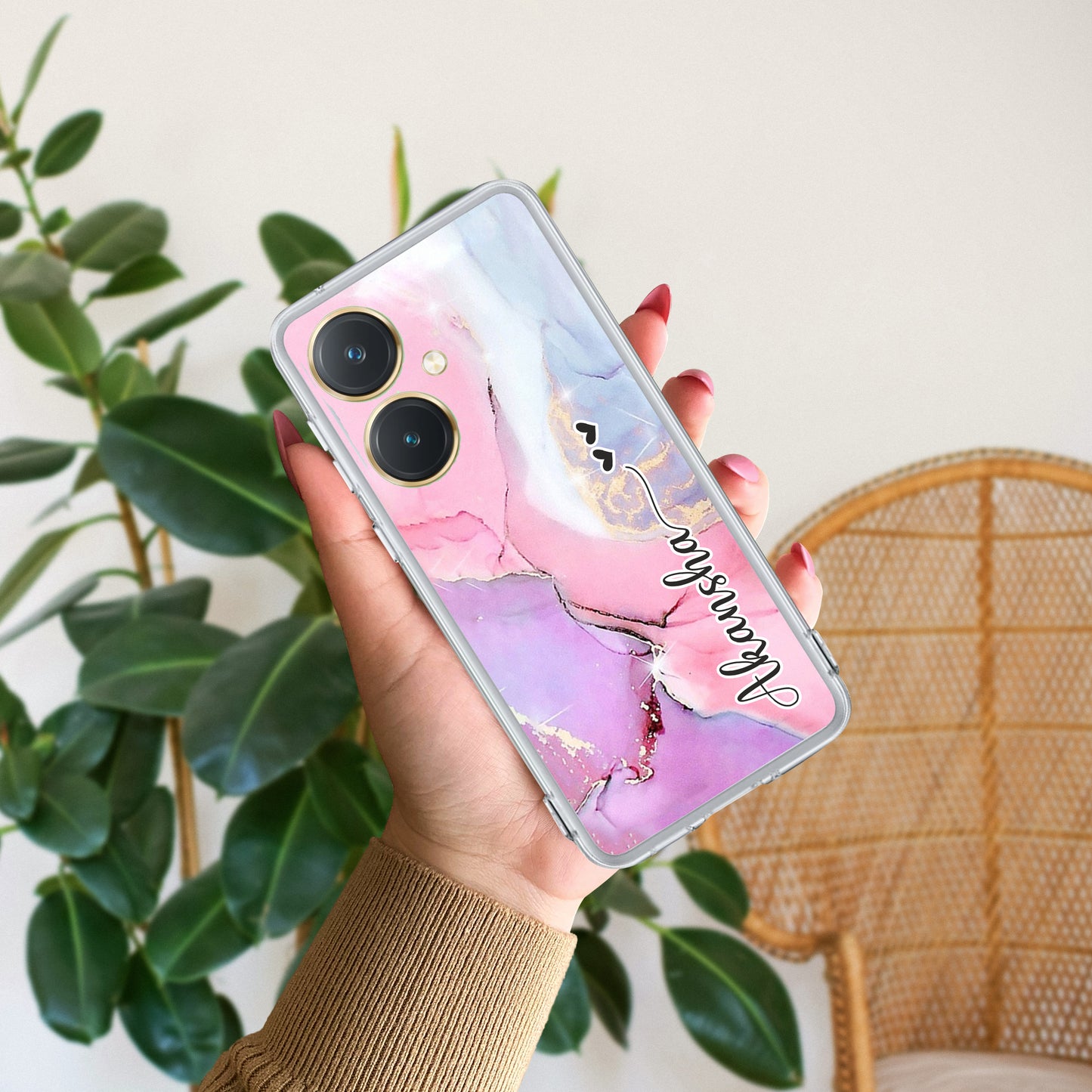 Pink Gradient Marble Customize Transparent Silicon Case For Vivo ShopOnCliQ