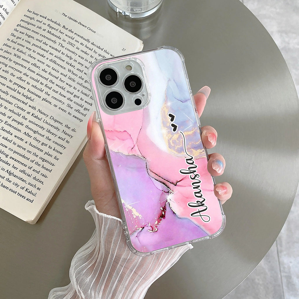 Pink Gradient Marble Customize Transparent Silicon Case For iPhone 12 Pro Max