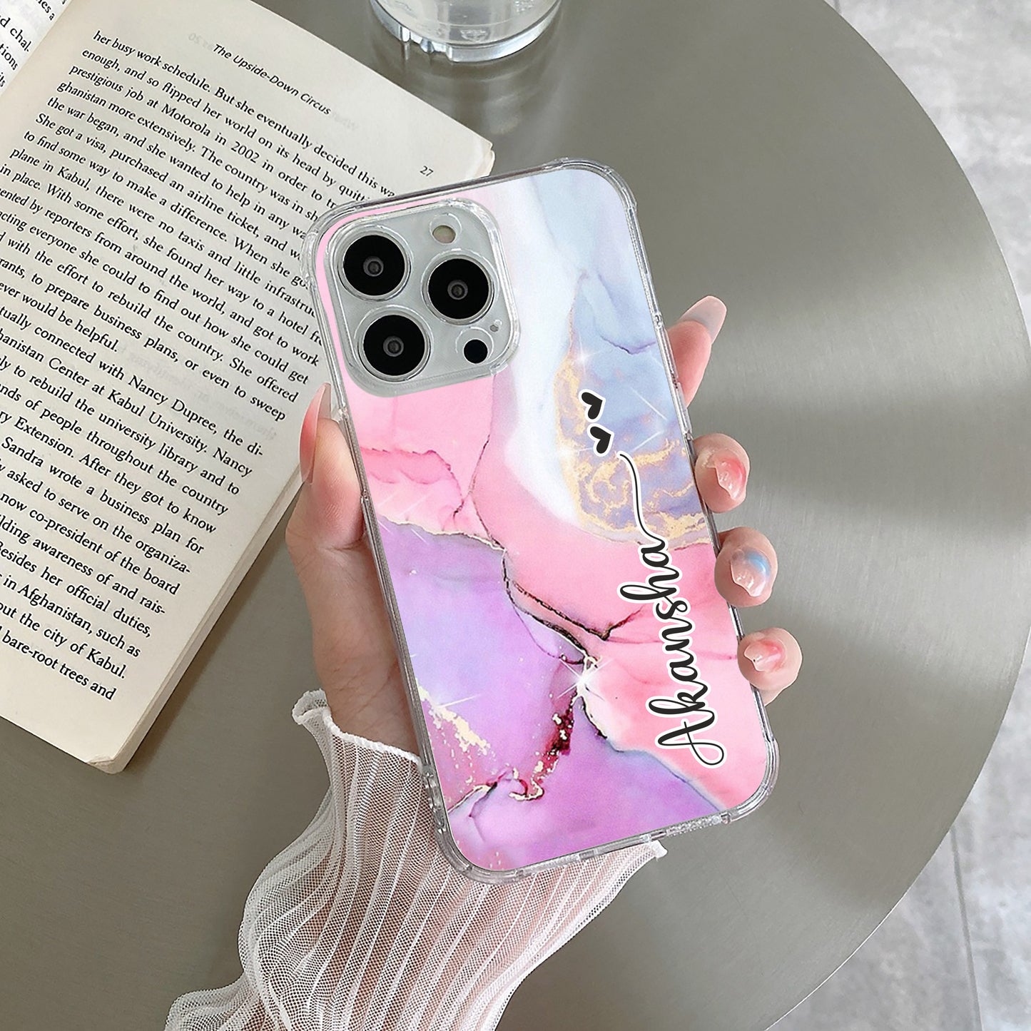 Pink Gradient Marble Customize Transparent Silicon Case For iPhone ShopOnCliQ