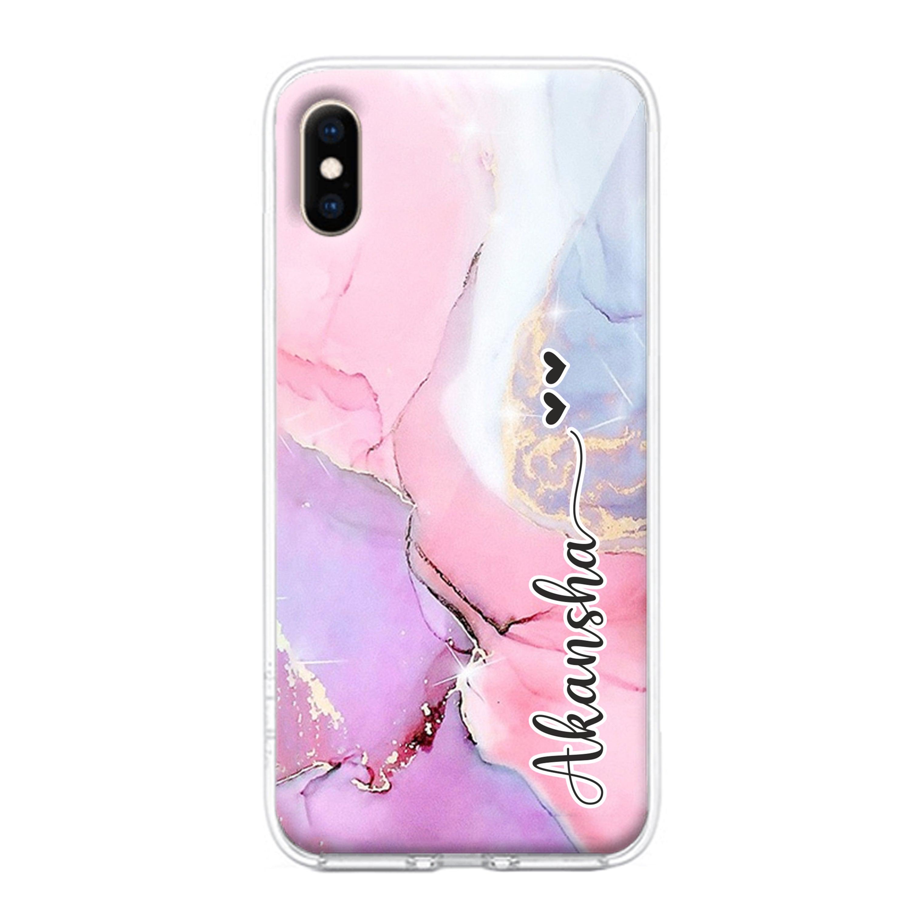 Pink Gradient Marble Customize Transparent Silicon Case For iPhone - ShopOnCliQ