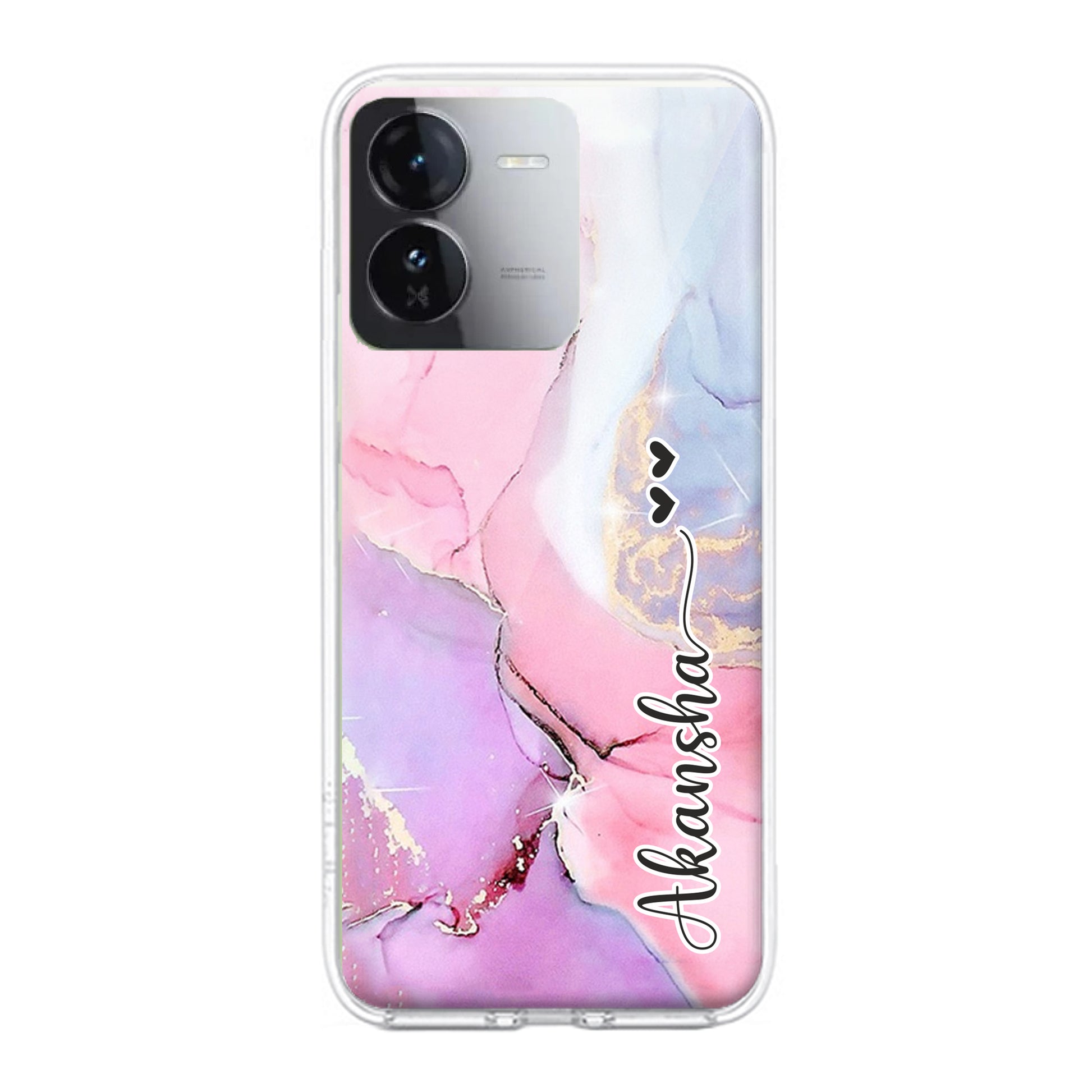 Pink Gradient Marble Customize Transparent Silicon Case For iQOO ShopOnCliQ