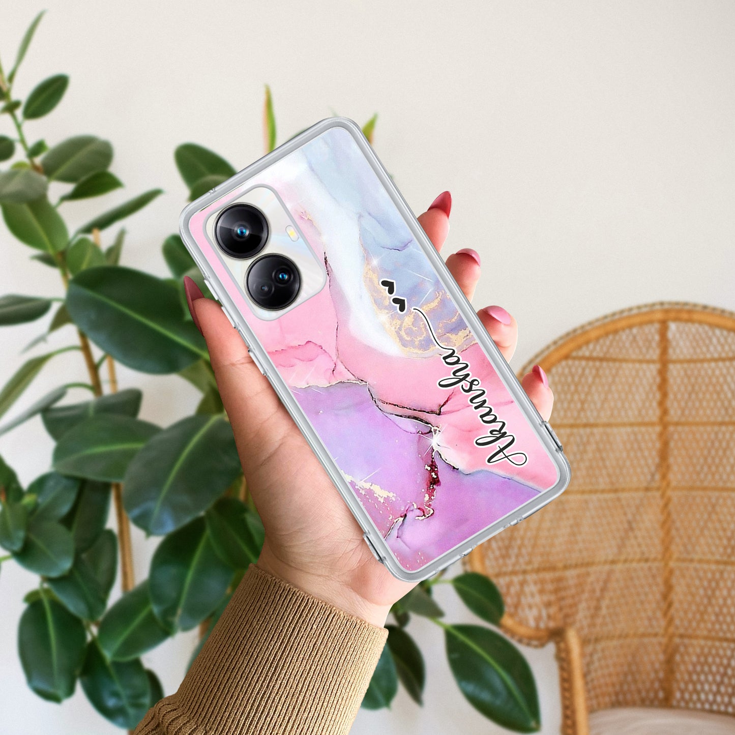 Pink Gradient Marble Customize Transparent Silicon Case RealmeNarzo - ShopOnCliQ