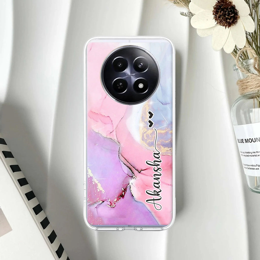 Pink Gradient Marble Customize Anti Yelllow Case For Realme 14 Pro Lite 5G