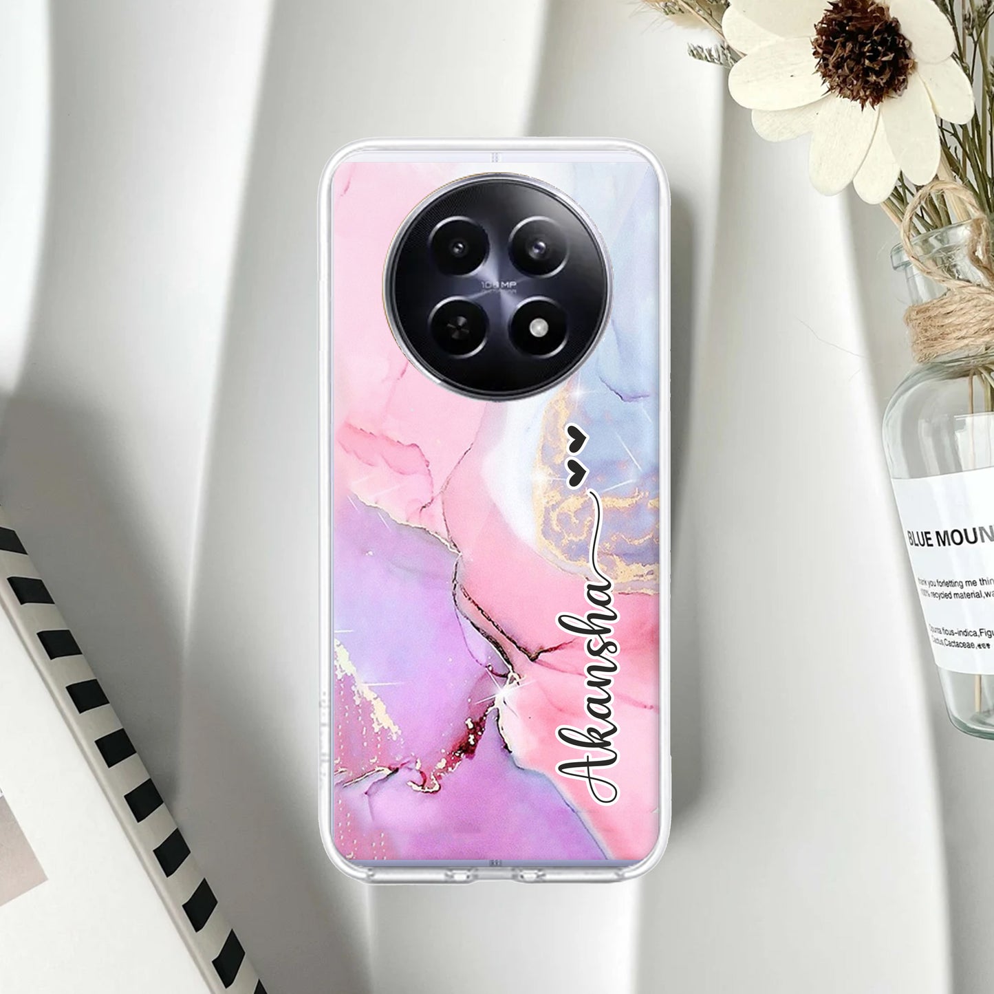 Pink Gradient Marble Customize Transparent Silicon Case RealmeNarzo - ShopOnCliQ