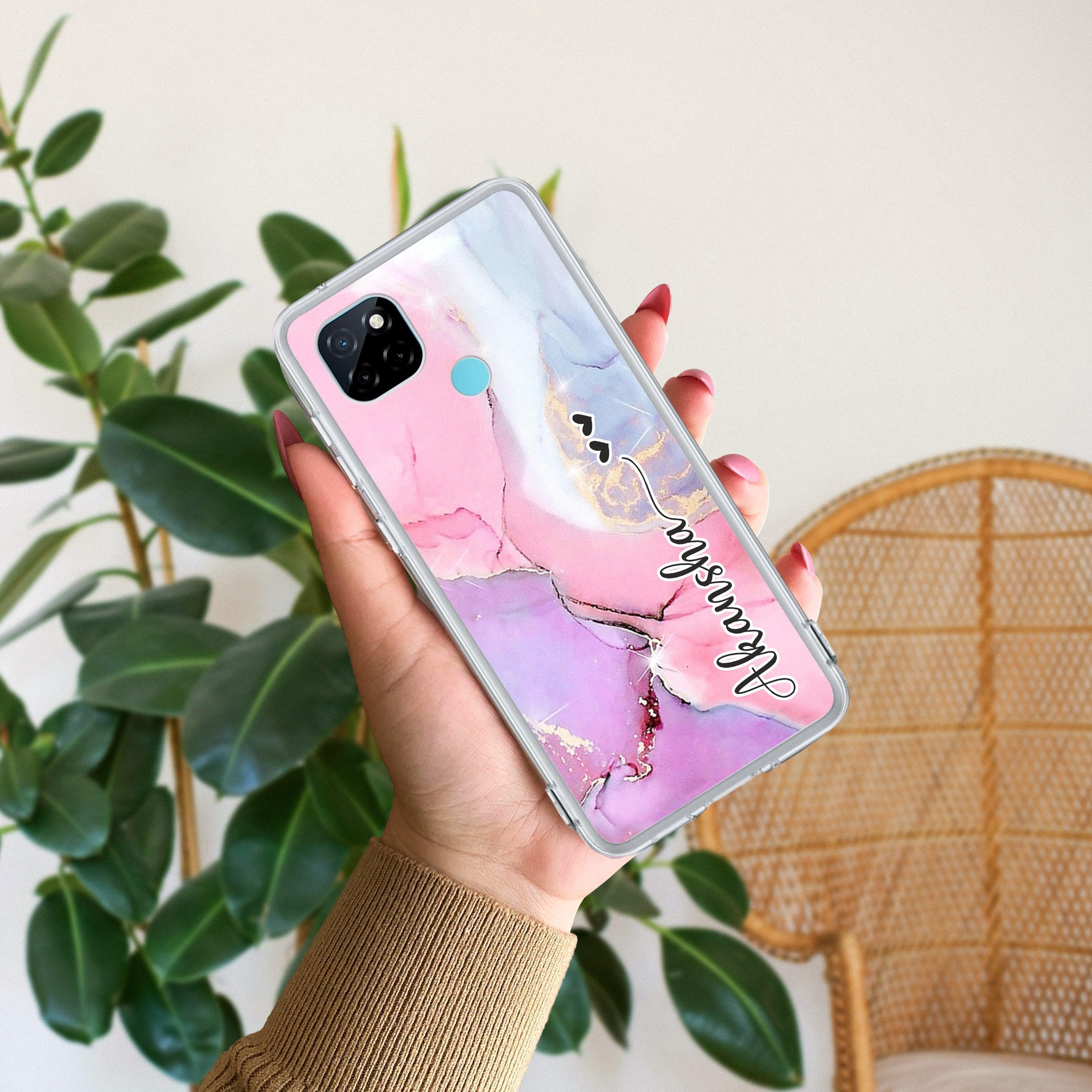 Pink Gradient Marble Customize Transparent Silicon Case For Realme P2 Pro 5G