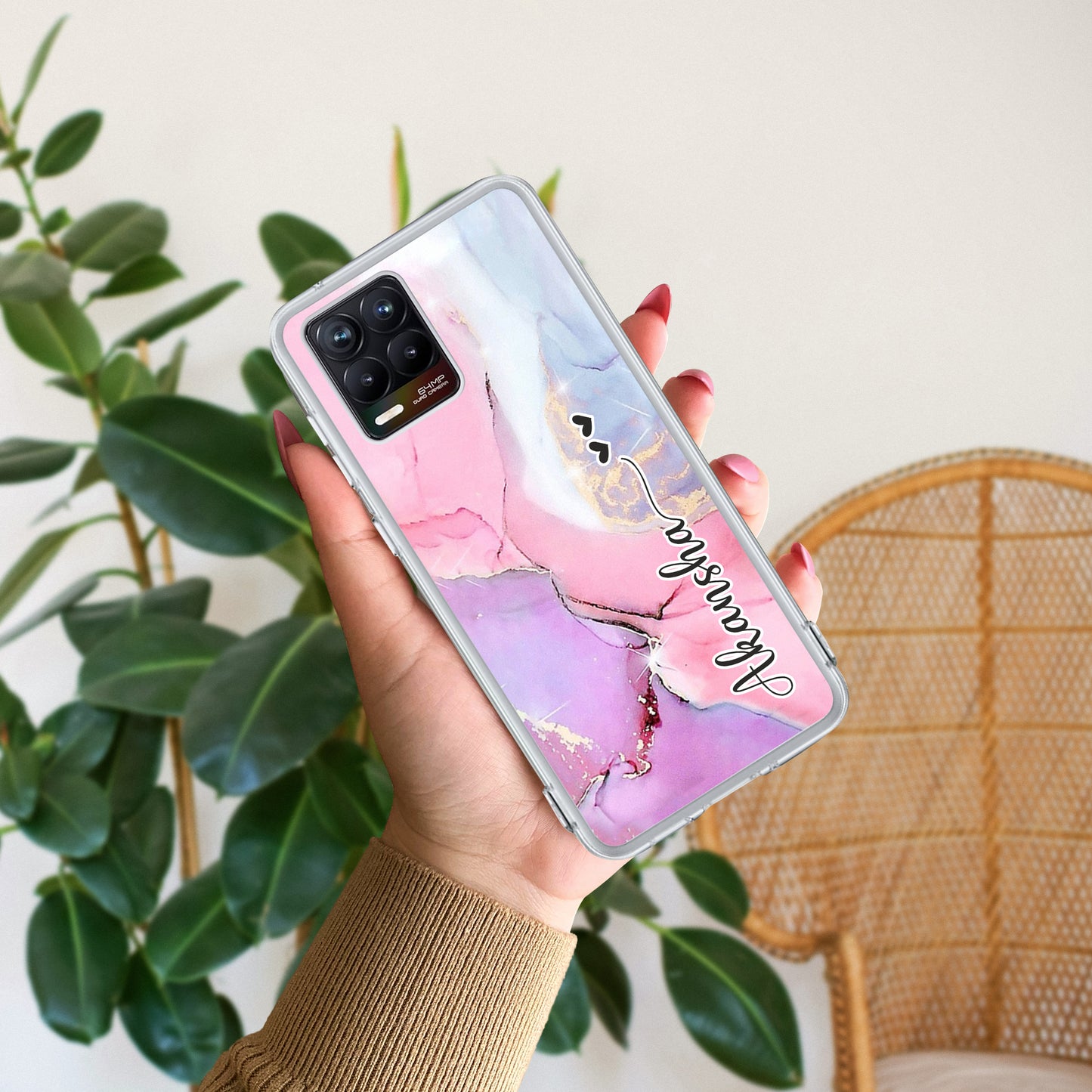 Pink Gradient Marble Customize Transparent Silicon Case RealmeNarzo - ShopOnCliQ