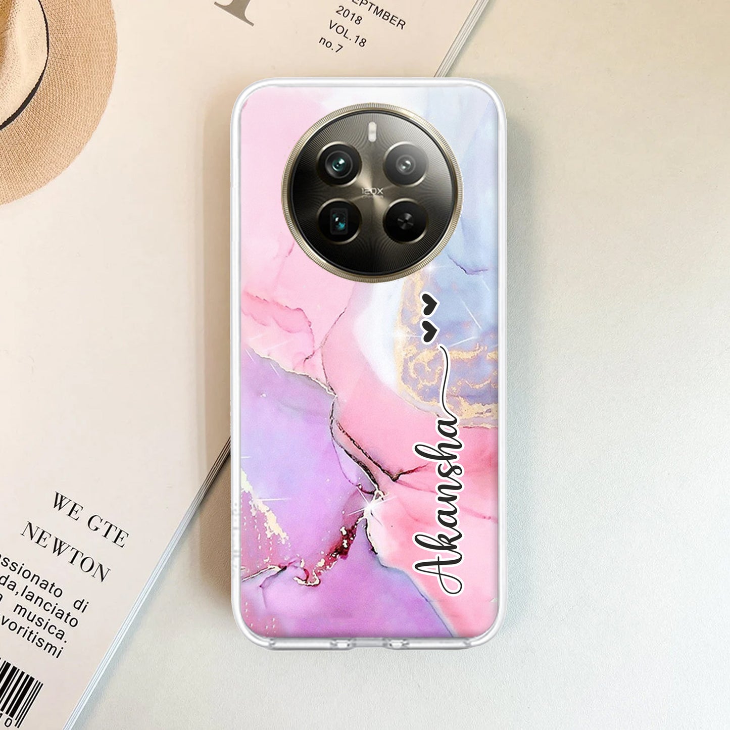 Pink Gradient Marble Customize Transparent Silicon Case RealmeNarzo ShopOnCliQ