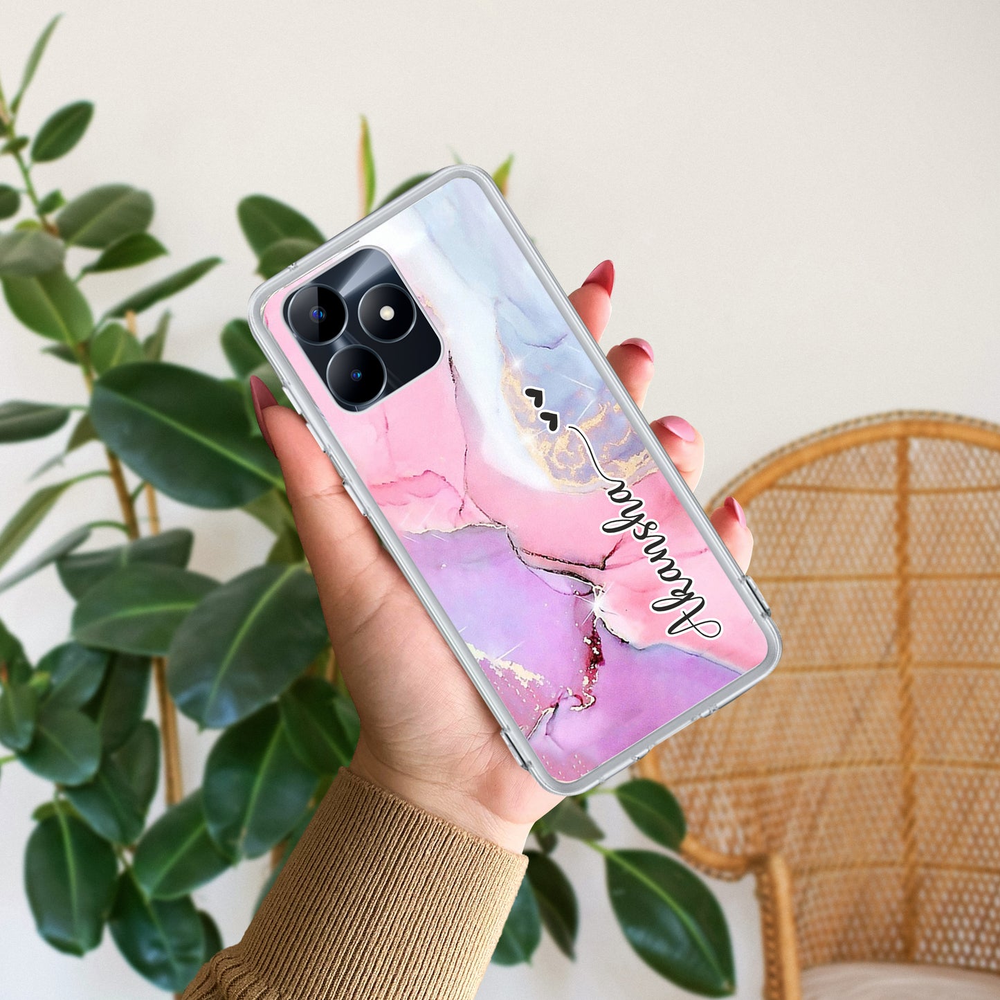 Pink Gradient Marble Customize Transparent Silicon Case RealmeNarzo - ShopOnCliQ