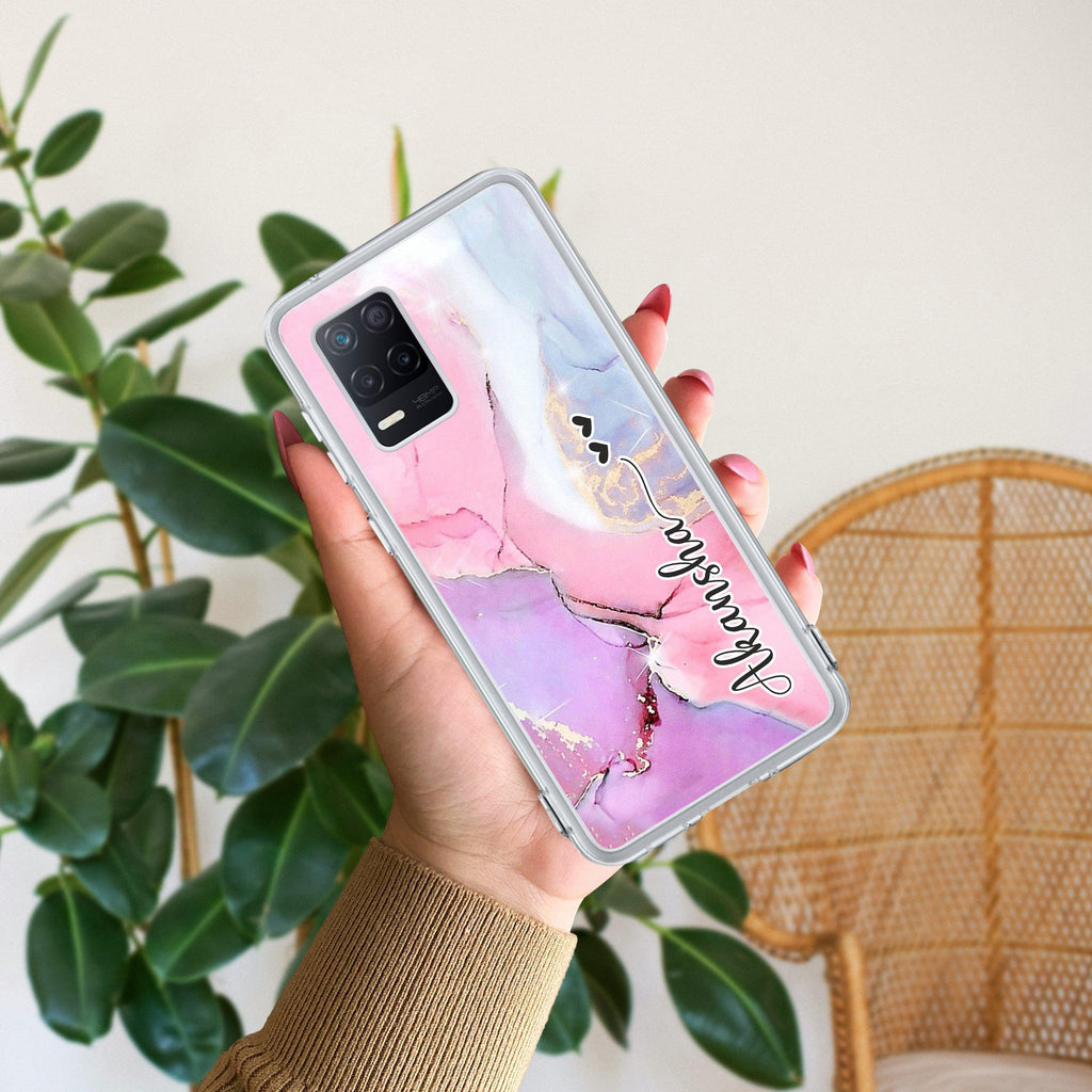 Pink Gradient Marble Customize Anti Yelllow Case For Realme 8 5G / Realme 8s 5G / Realme 9 5G / Realme Narzo 30 5G