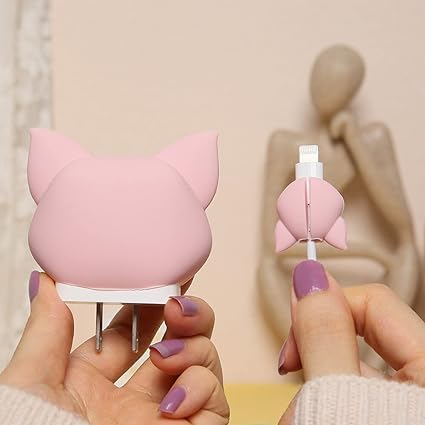 Pink Kitty 3D Cartoon Silicone Charger Cover for iPhone 18W/20W - 360° Full Protection ShopOnCliQ