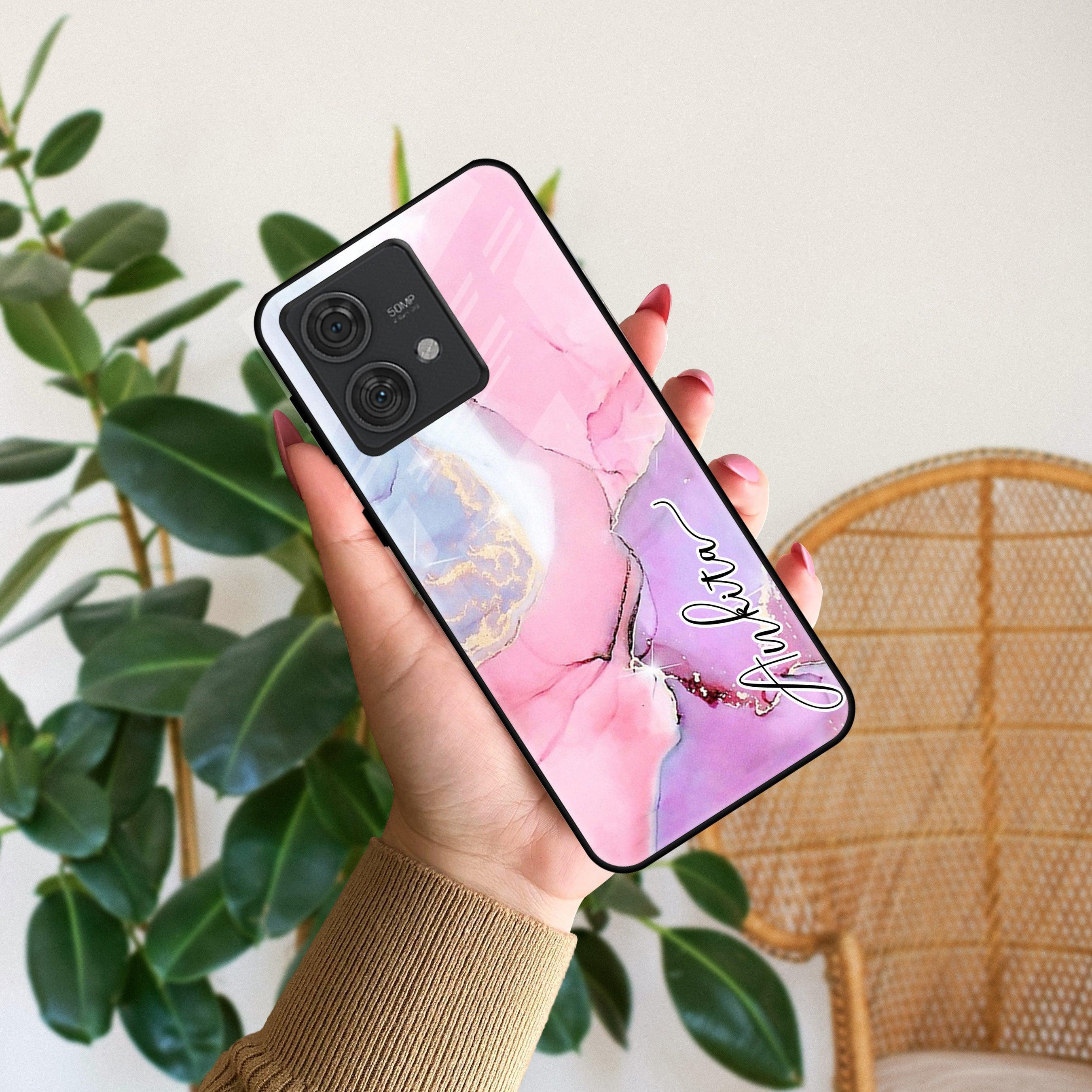 Pink Marble Glossy Metal Case Cover For Motorola - ShopOnCliQ