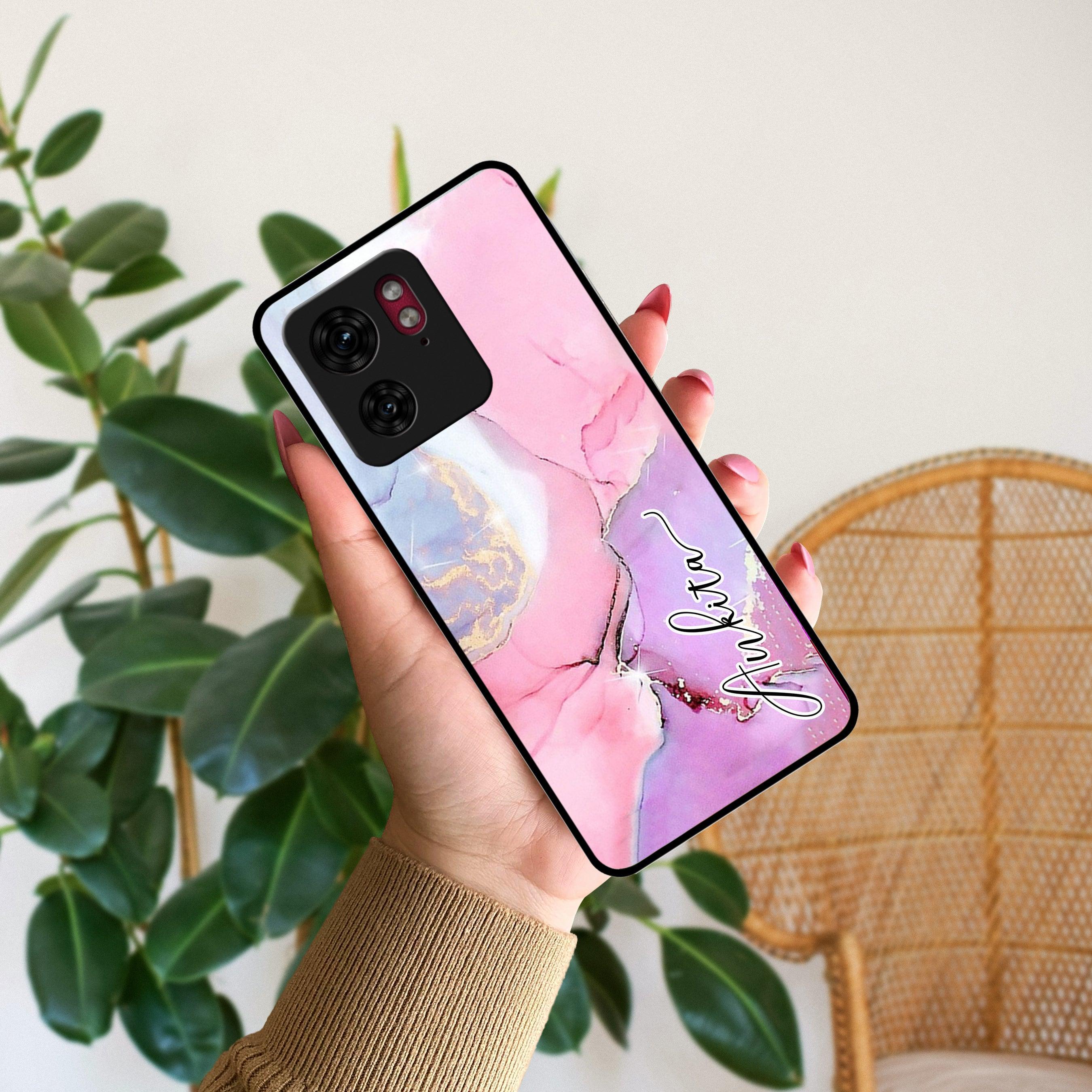 Pink Marble Glossy Metal Case Cover For Motorola - ShopOnCliQ