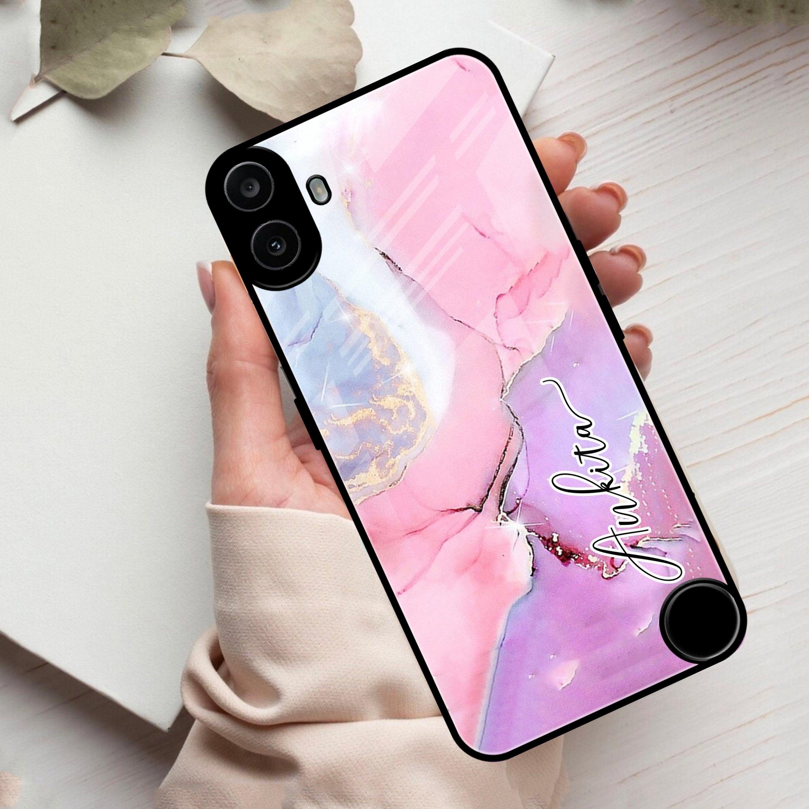 Pink Marble Glossy Metal Case Cover For Nothing - ShopOnCliQ