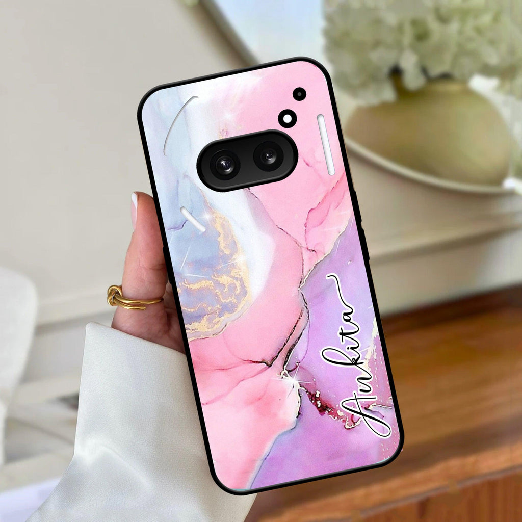 Pink Marble Glossy Metal Case Cover For Nothing - ShopOnCliQ