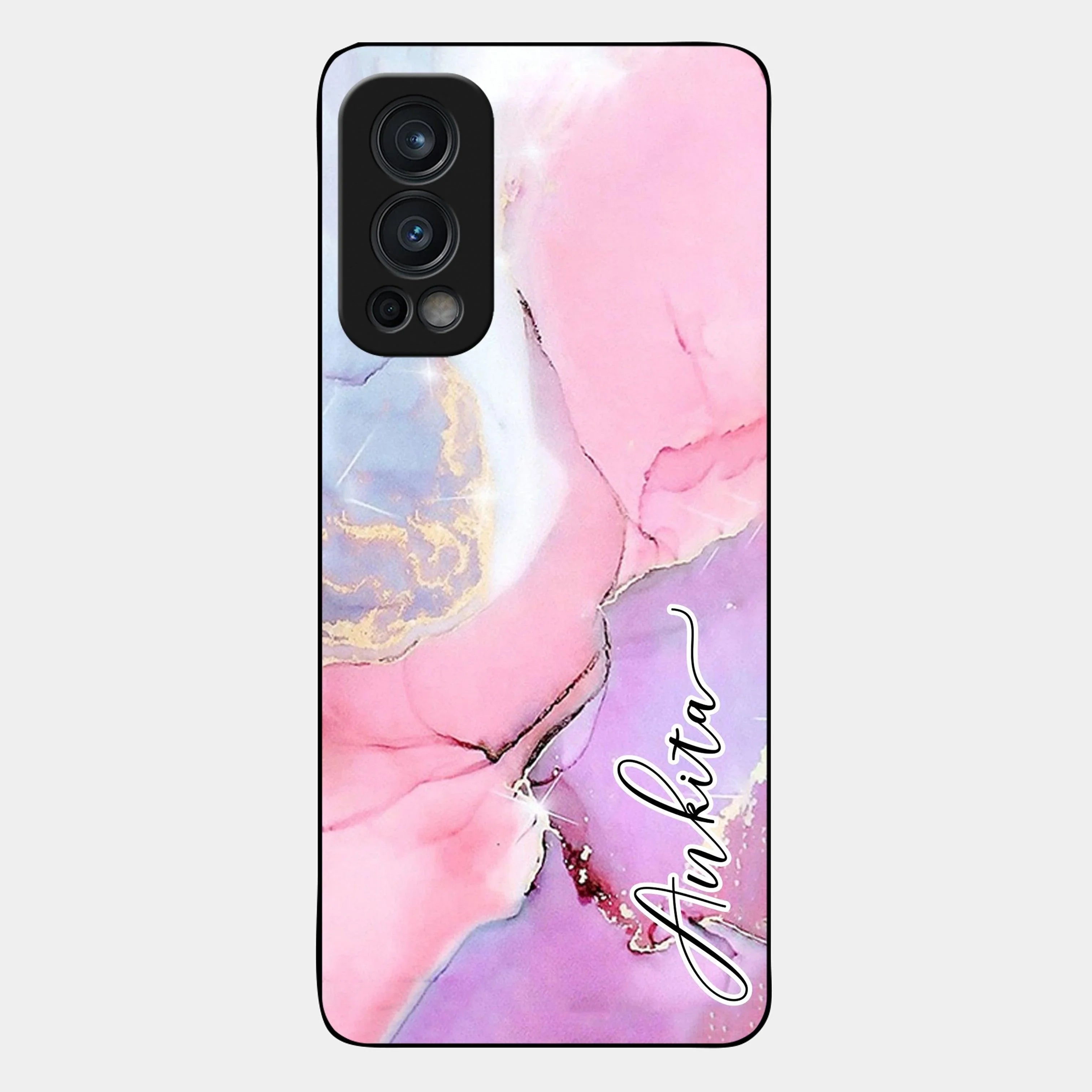 Pink Marble Glossy Metal Case Cover For OnePlus - ShopOnCliQ